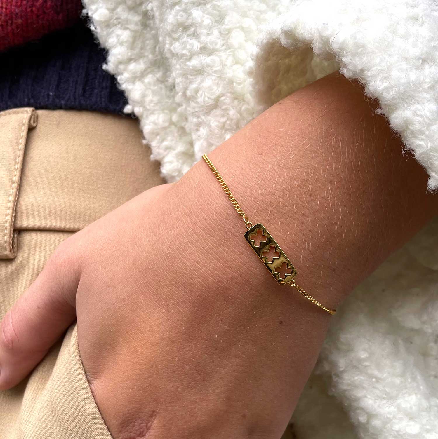 Three Crosses Amsterdam Bracelet Gold