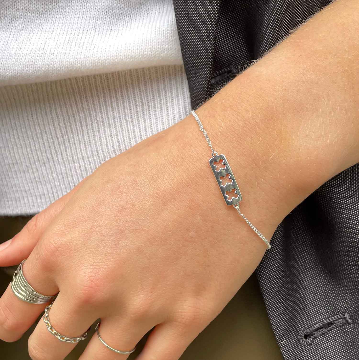 Three Crosses Amsterdam Bracelet Silver