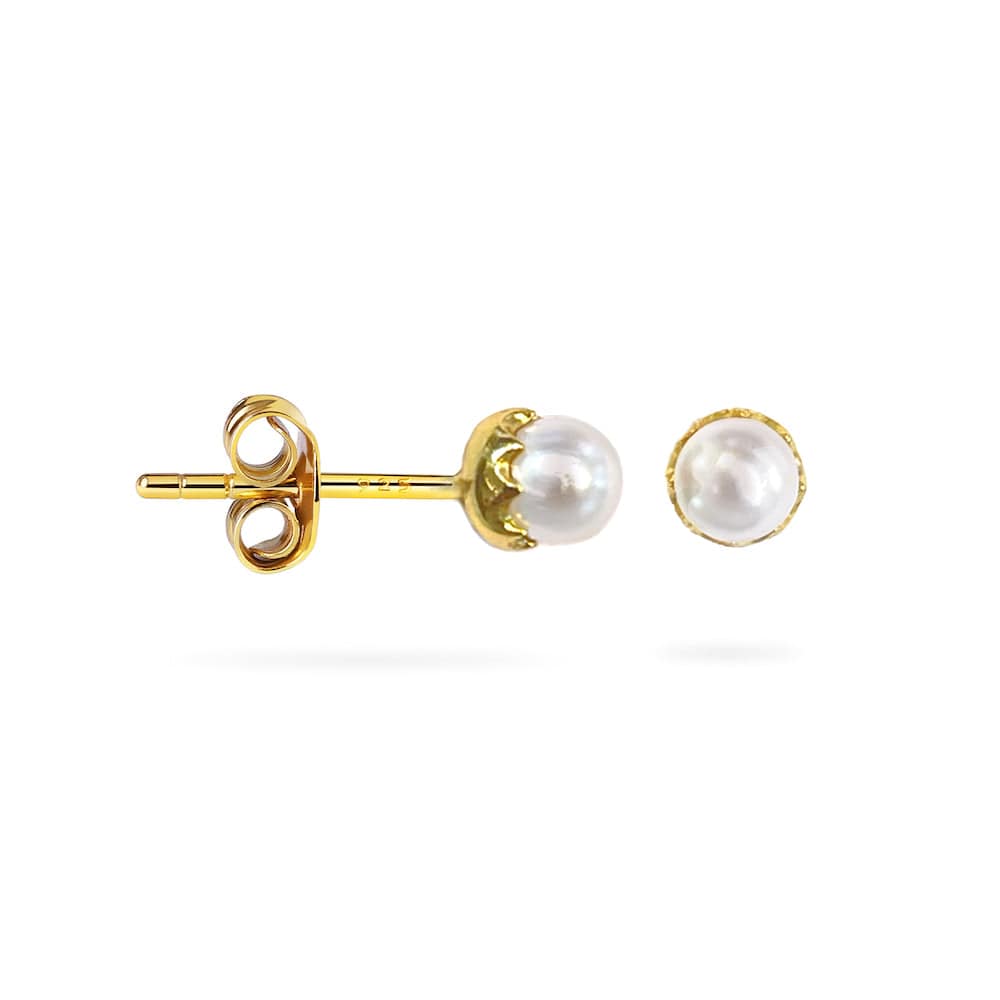 gold plated pearl stud earring