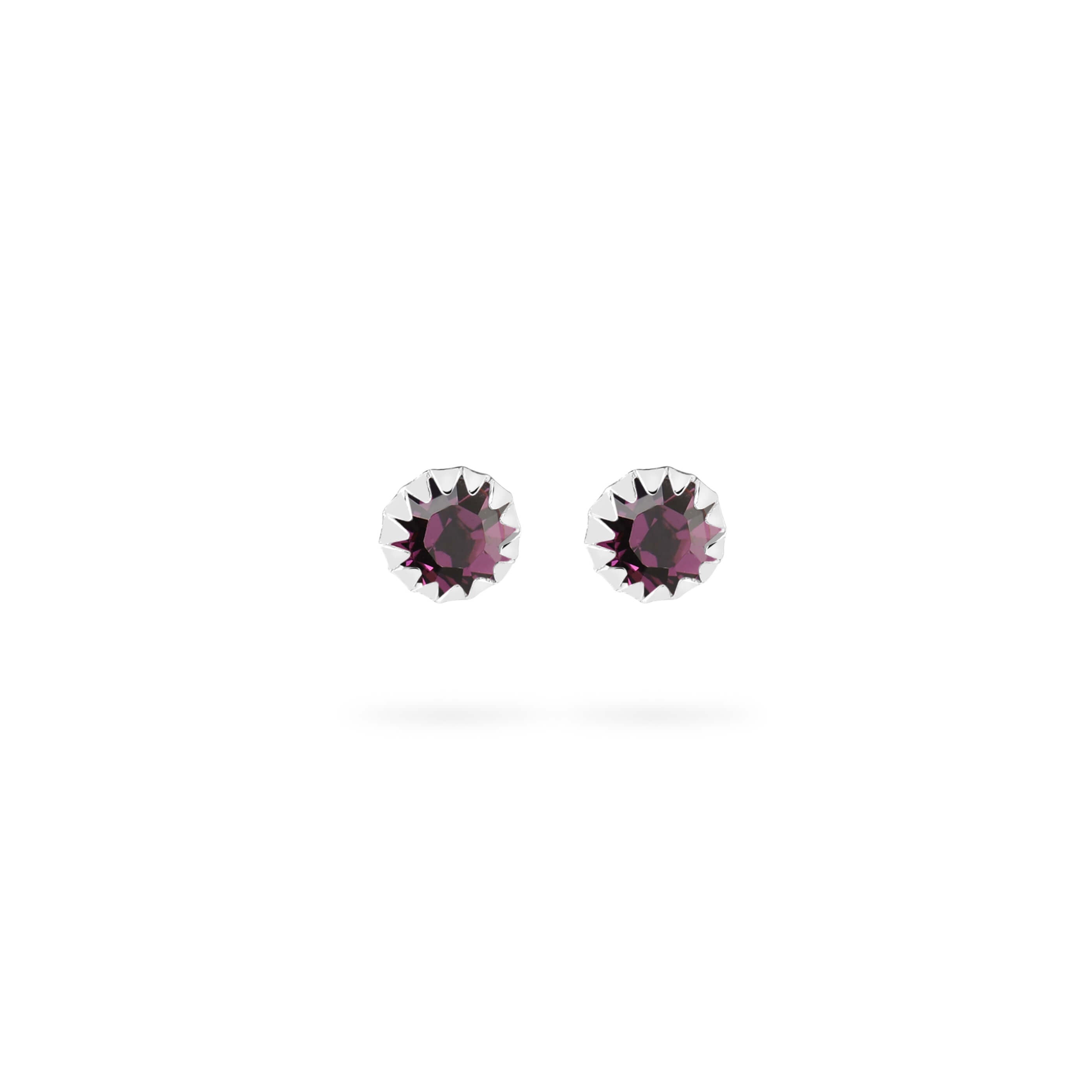 Amethyst Studs 925 Silver, amethist oorknop zilver voorkant