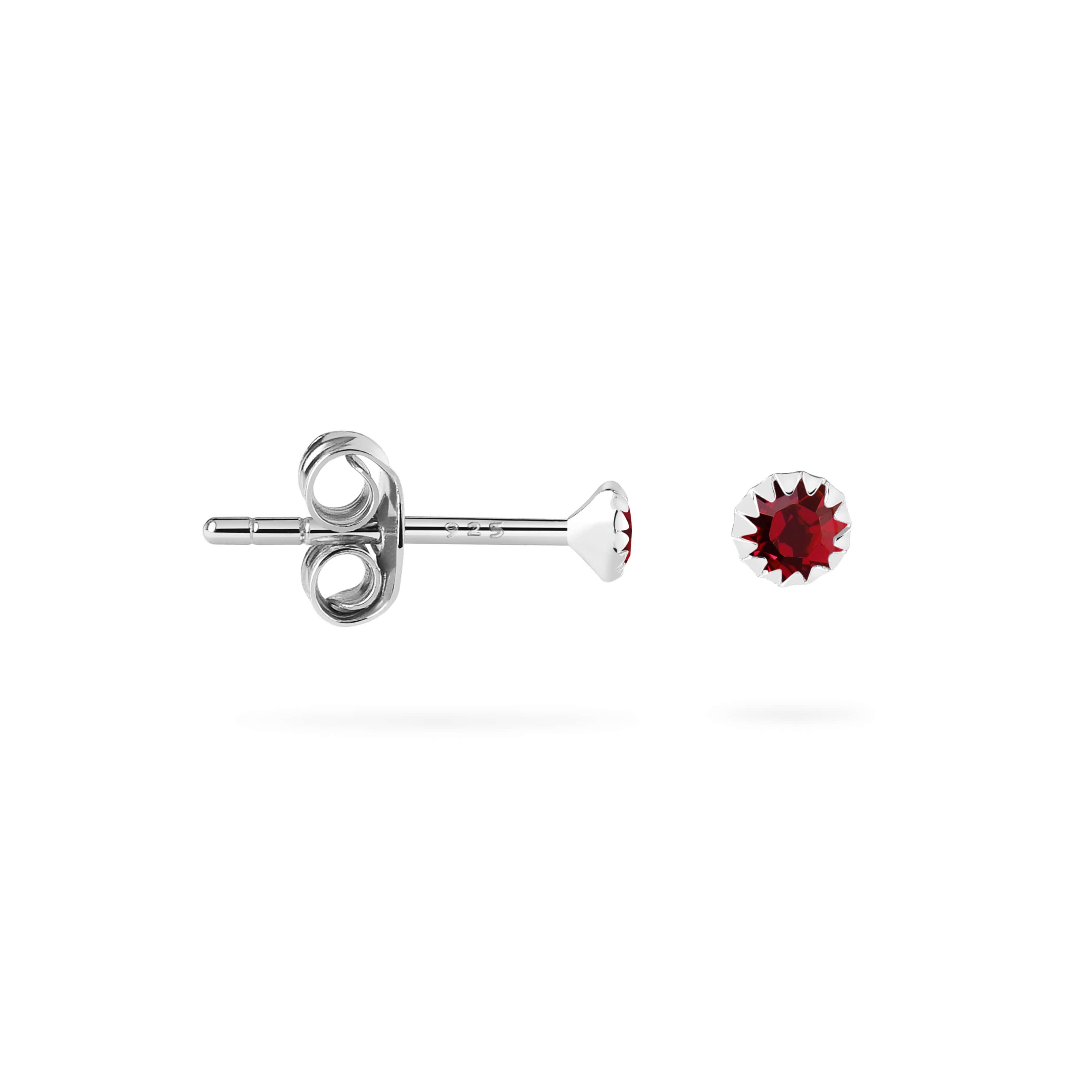 Garnet Stud Earrings 925 Silver