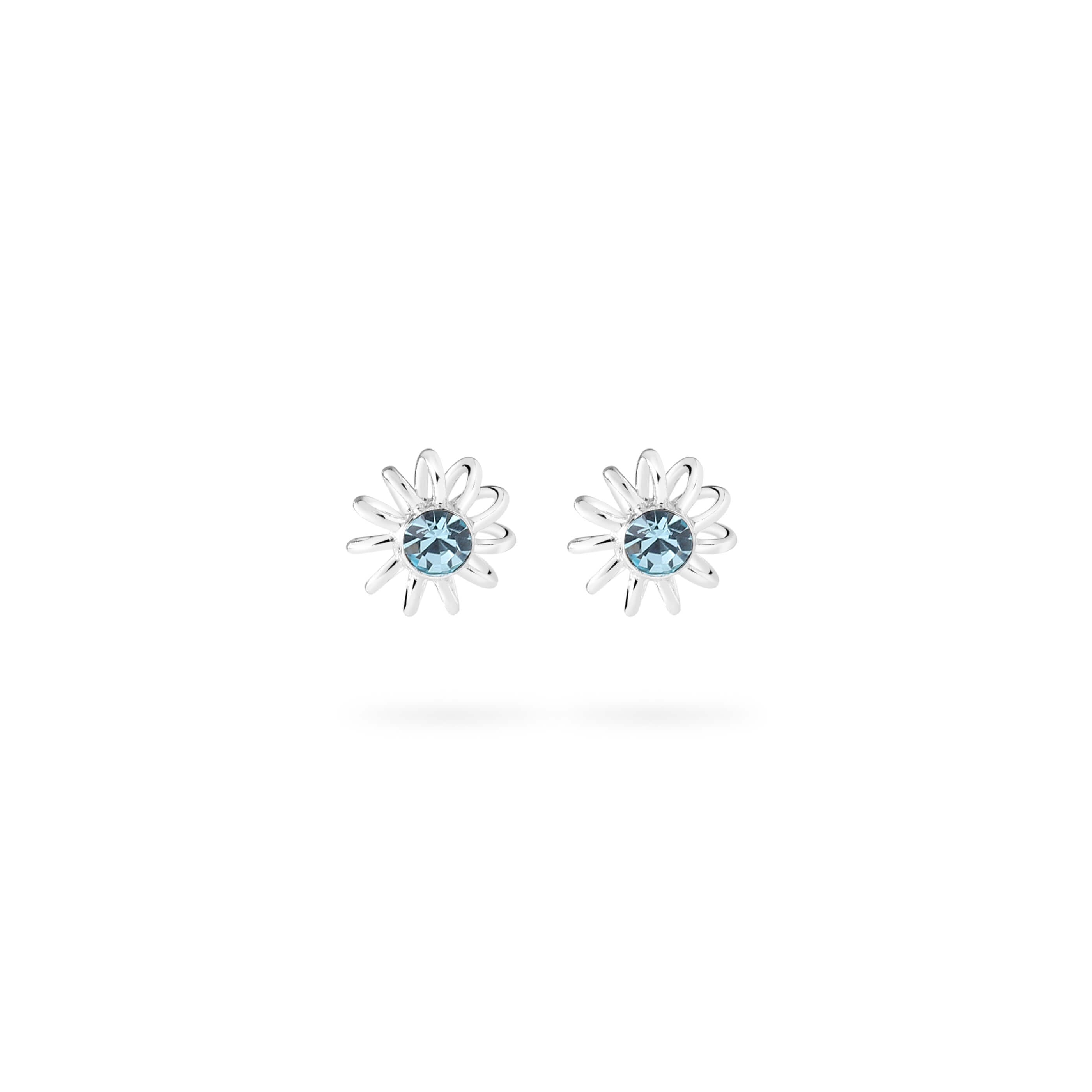 Aquamarine Flower Stud Earrings 925 Silver