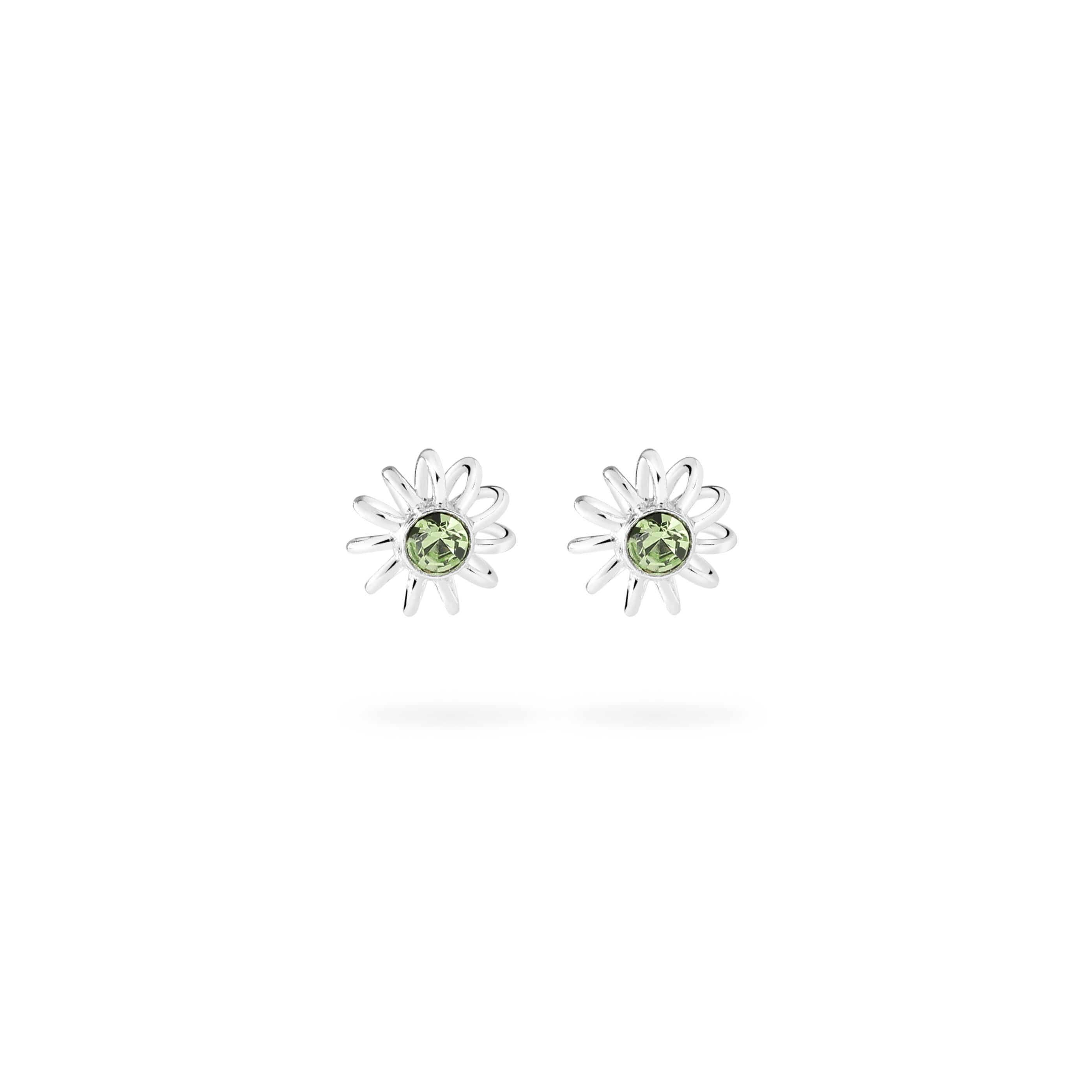 Peridot Bloem Oorstekers 925 Zilver