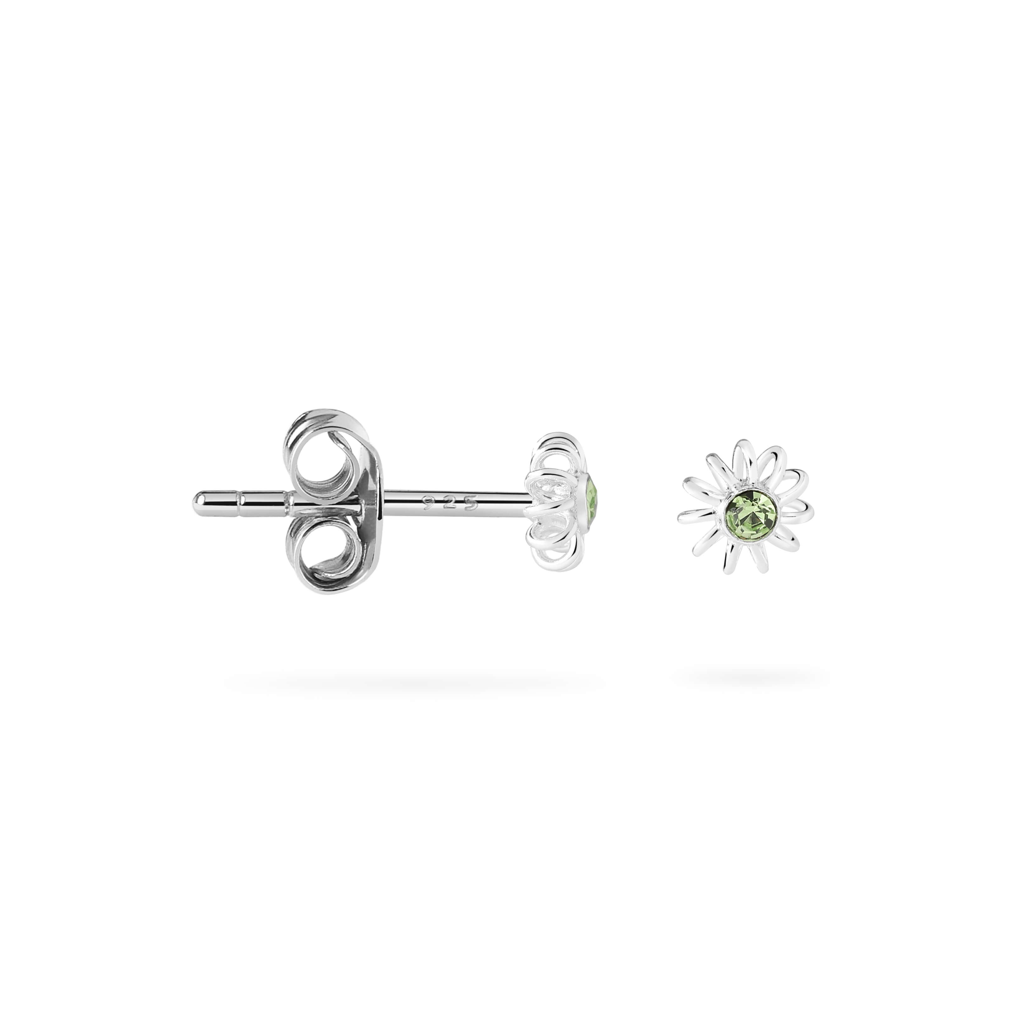 Peridot Bloem Oorstekers 925 Zilver