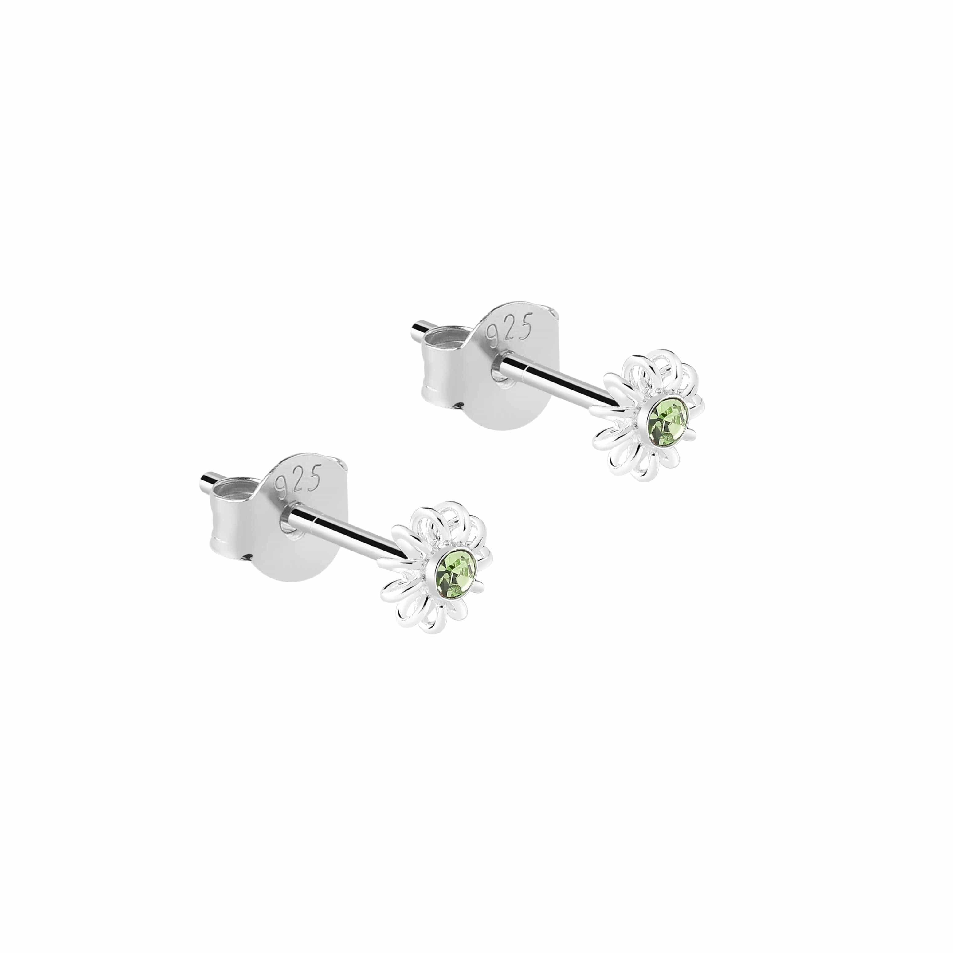 Crystal Flower Stud Earrings 925 Silver