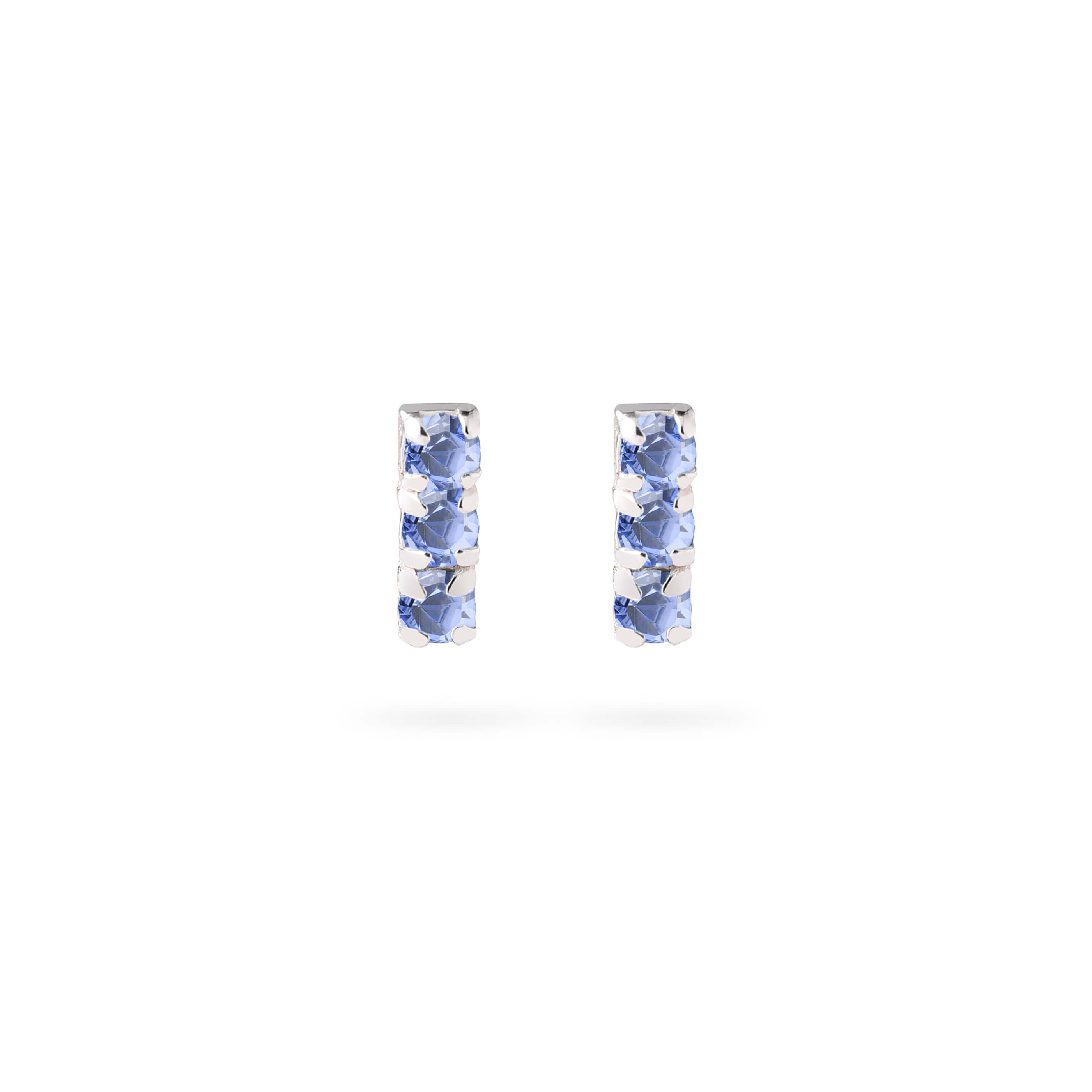 Triple Light Sapphire Stud Earrings 925 Silver
