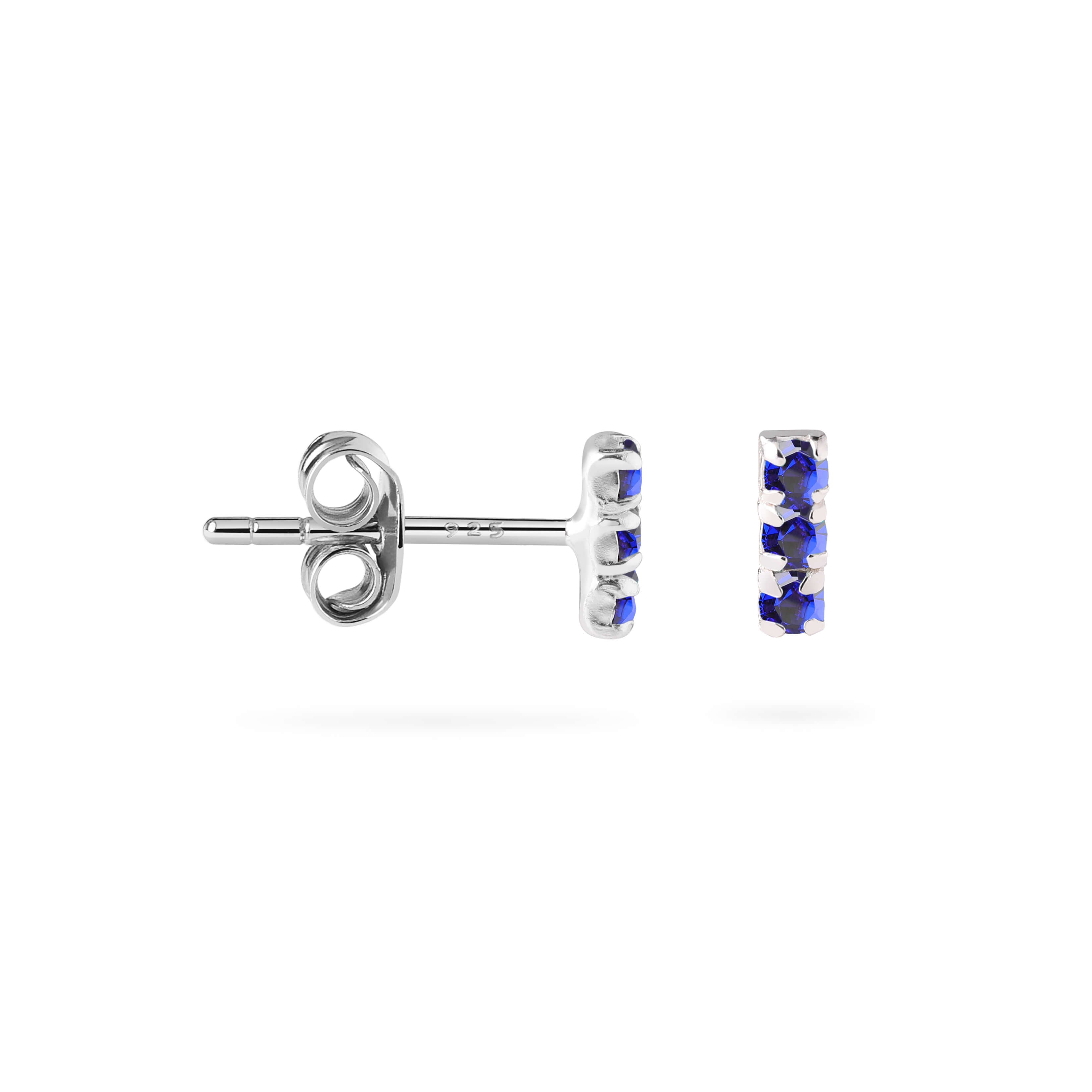 Triple Sapphire Stud Earrings 925 Silver