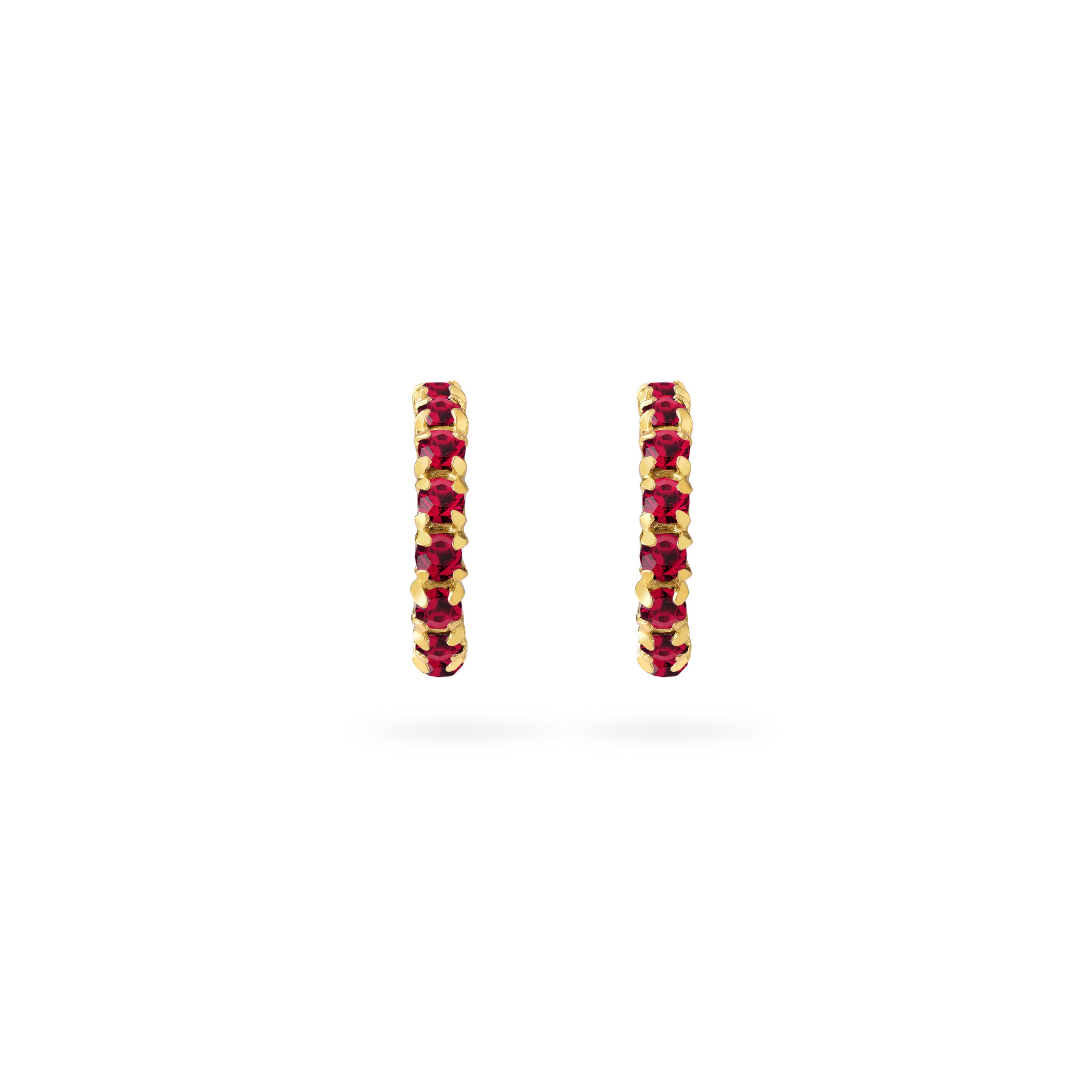 Garnet Hoop Earrings Gold Plated