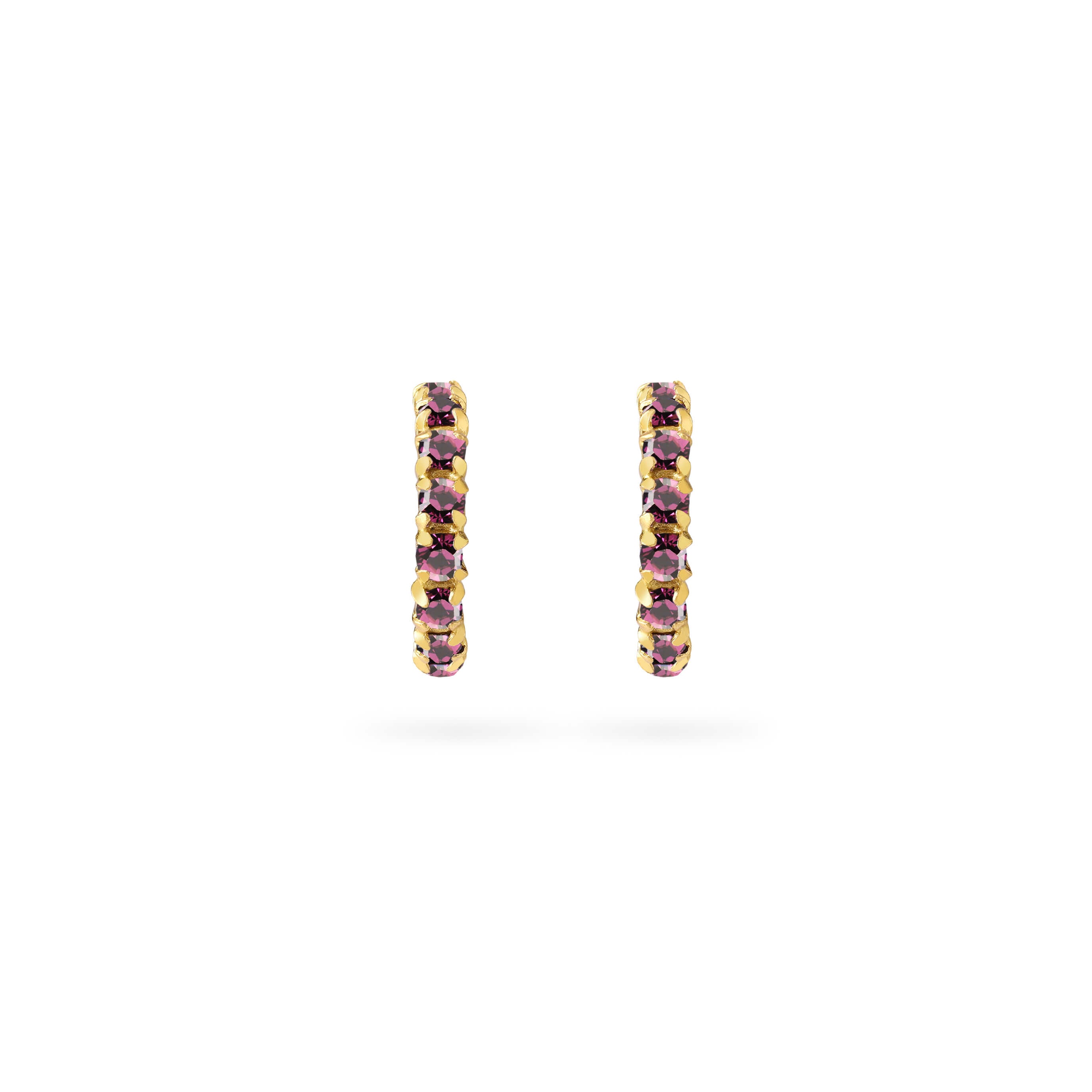 Amethyst Hoop Earrings Gold Plated