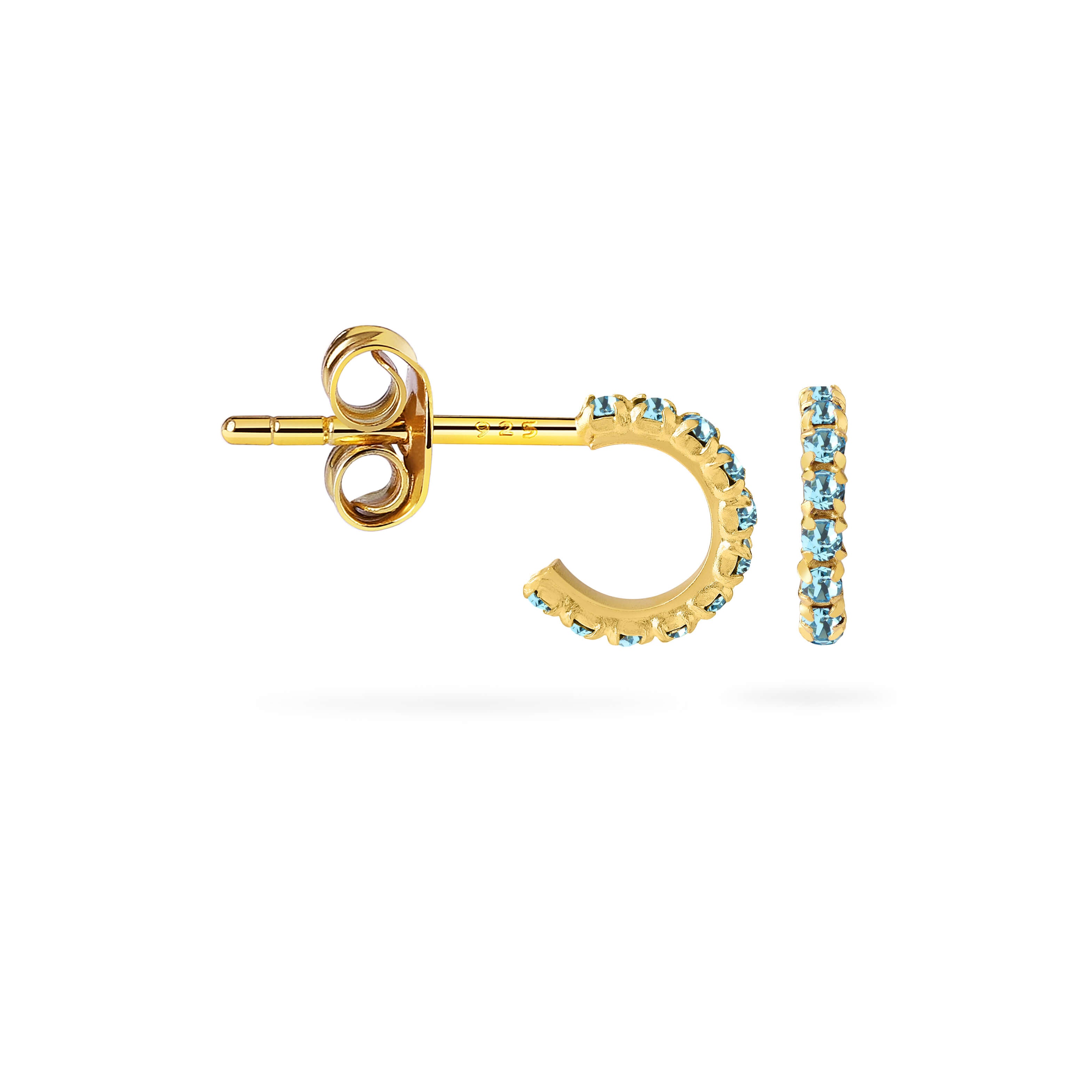 Aquamarine Hoop Earrings Gold Plated