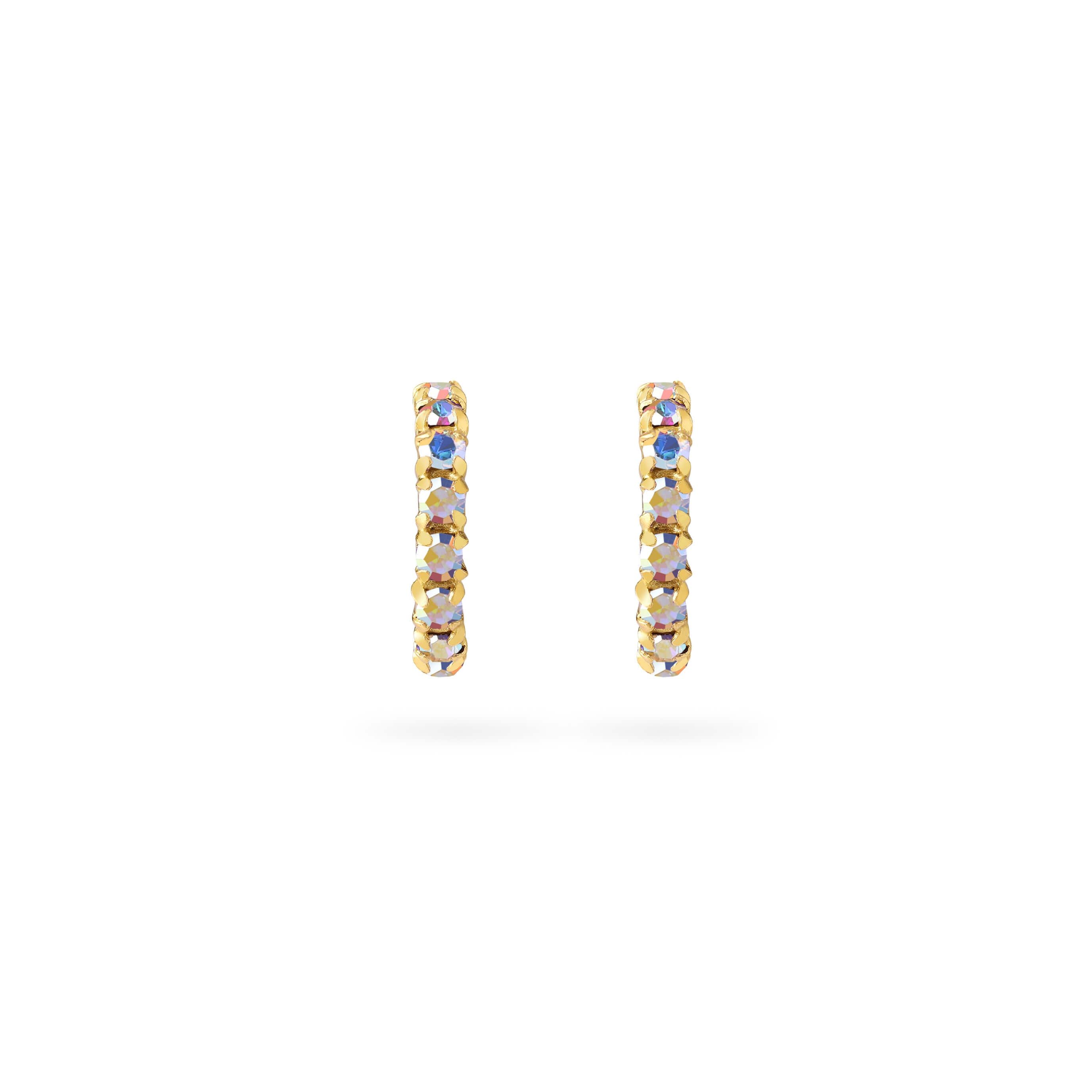 Rainbow Moonstone Hoop Earrings Gold Plated