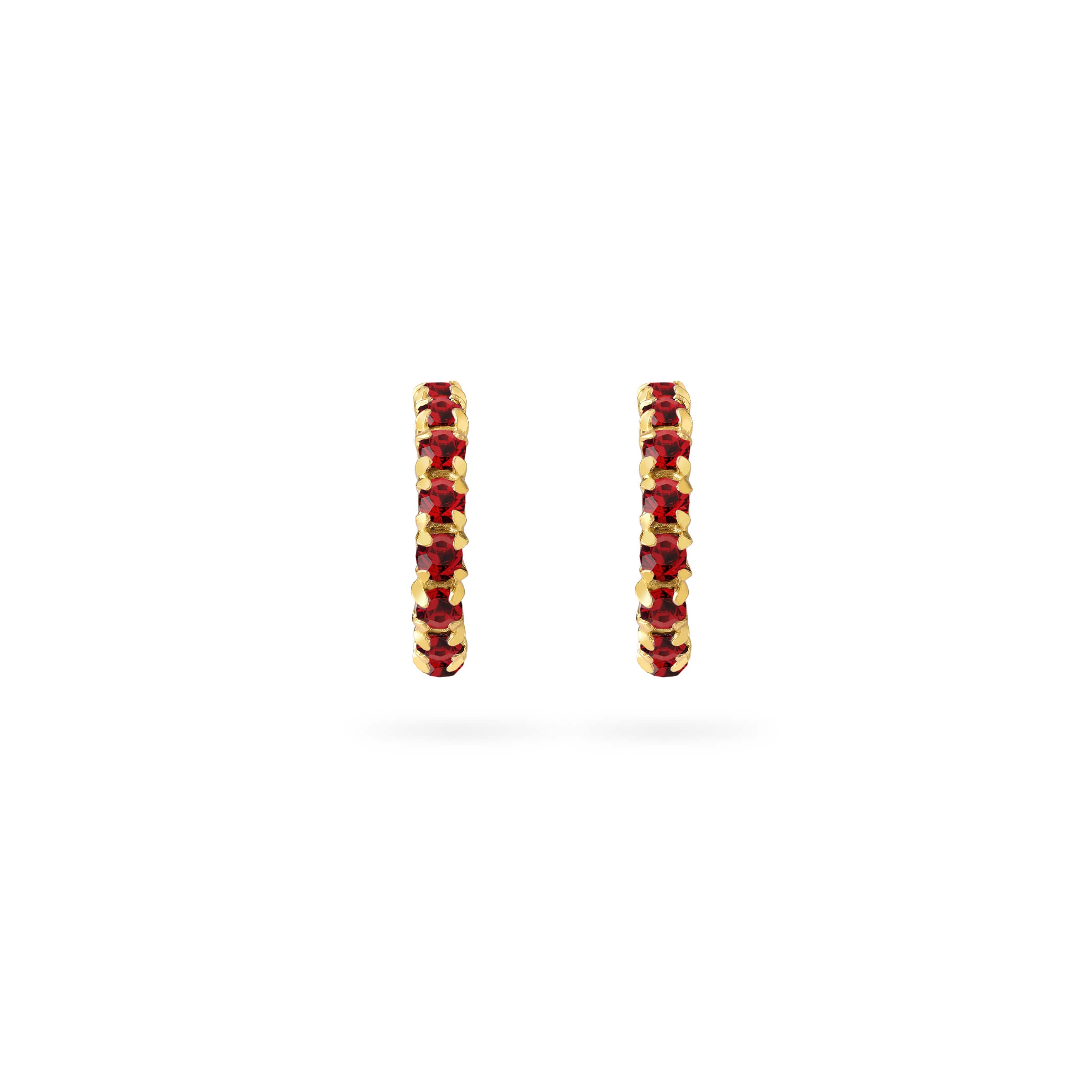 Ruby Hoop Earrings Gold Plated