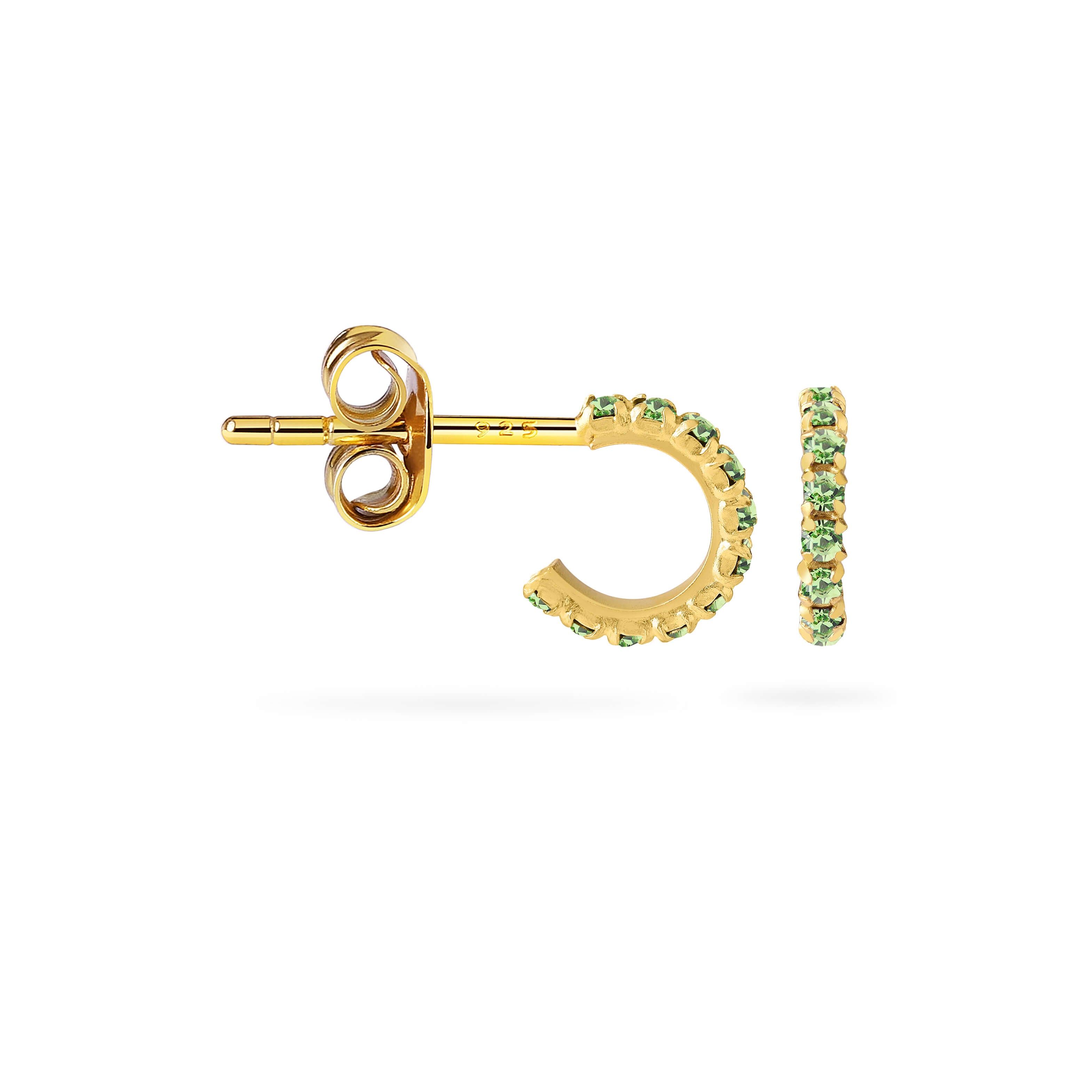 Peridot Hoop Earrings Gold Plated