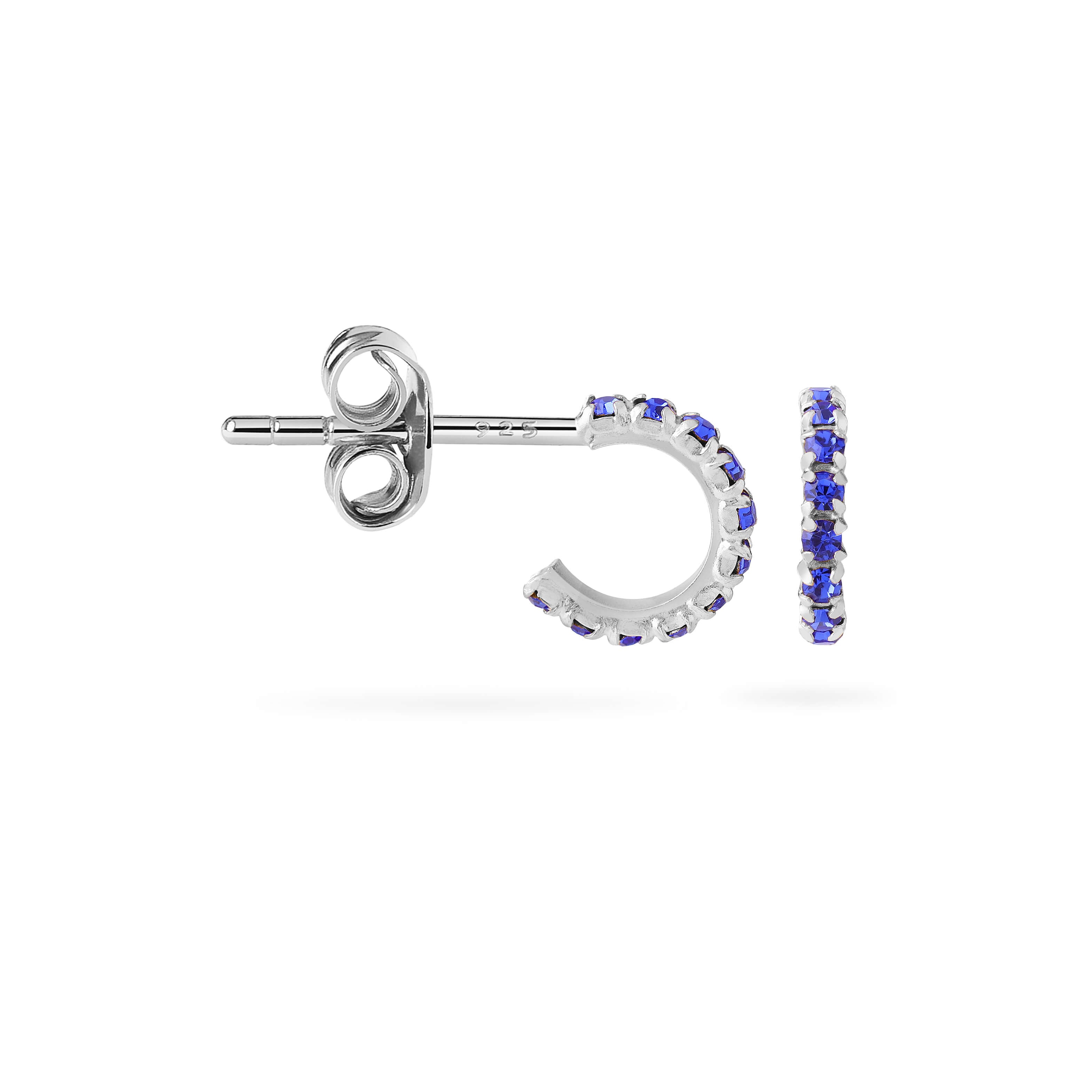 Sapphire Stud Hoop Earrings 925 Sliver