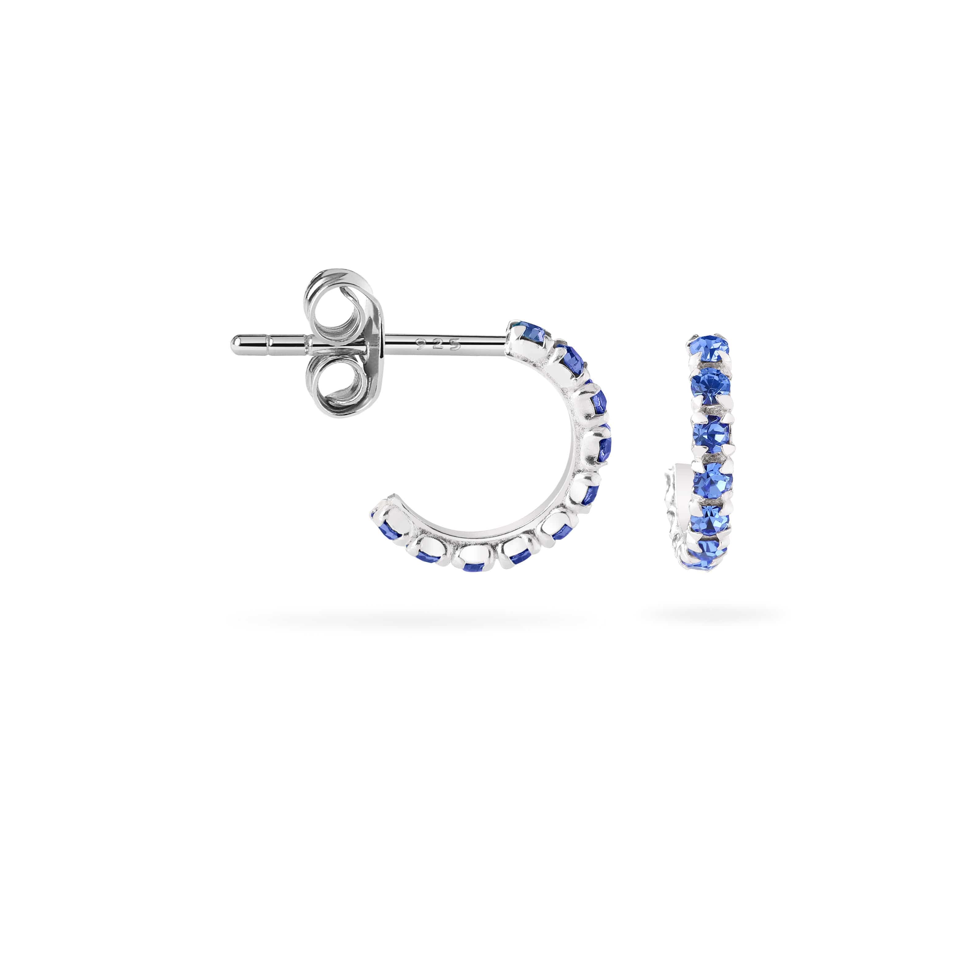 Sapphire Stud Hoop Earrings 925 Sliver