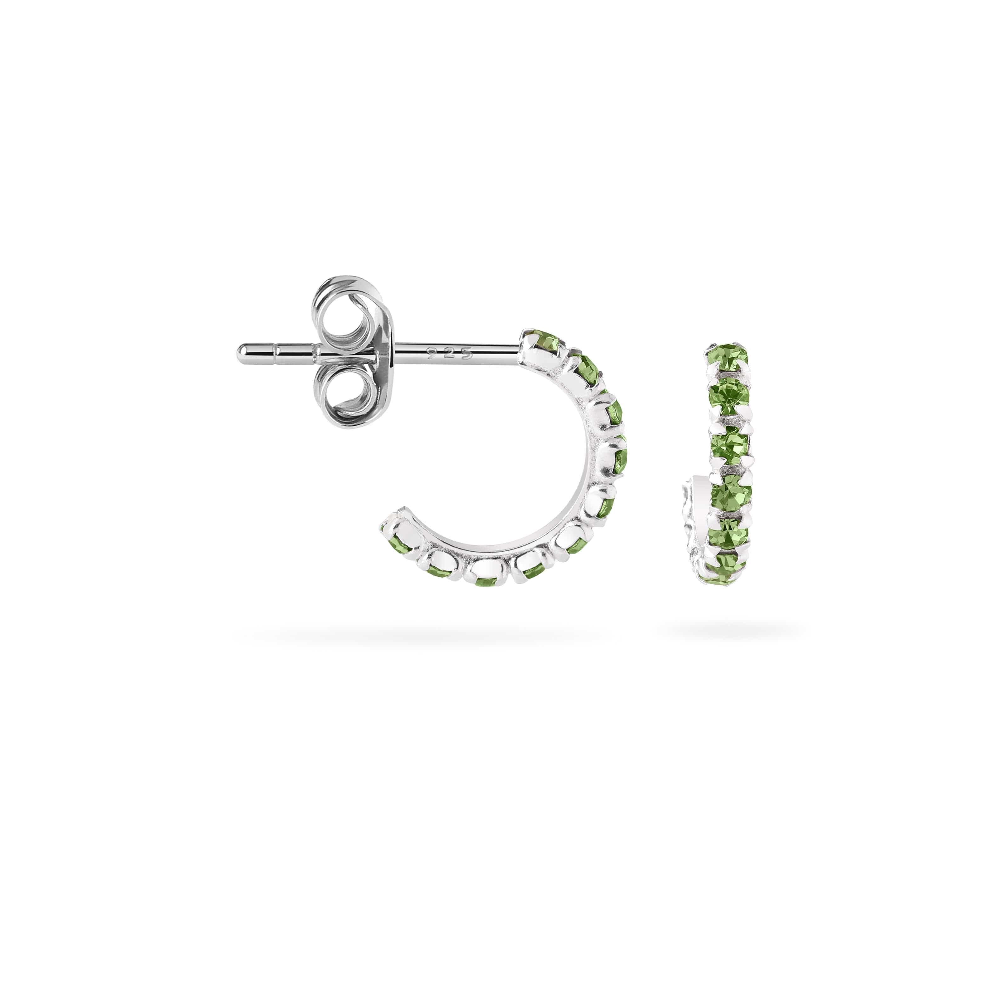 Emerald Stud Hoop Earrings 925 Sliver