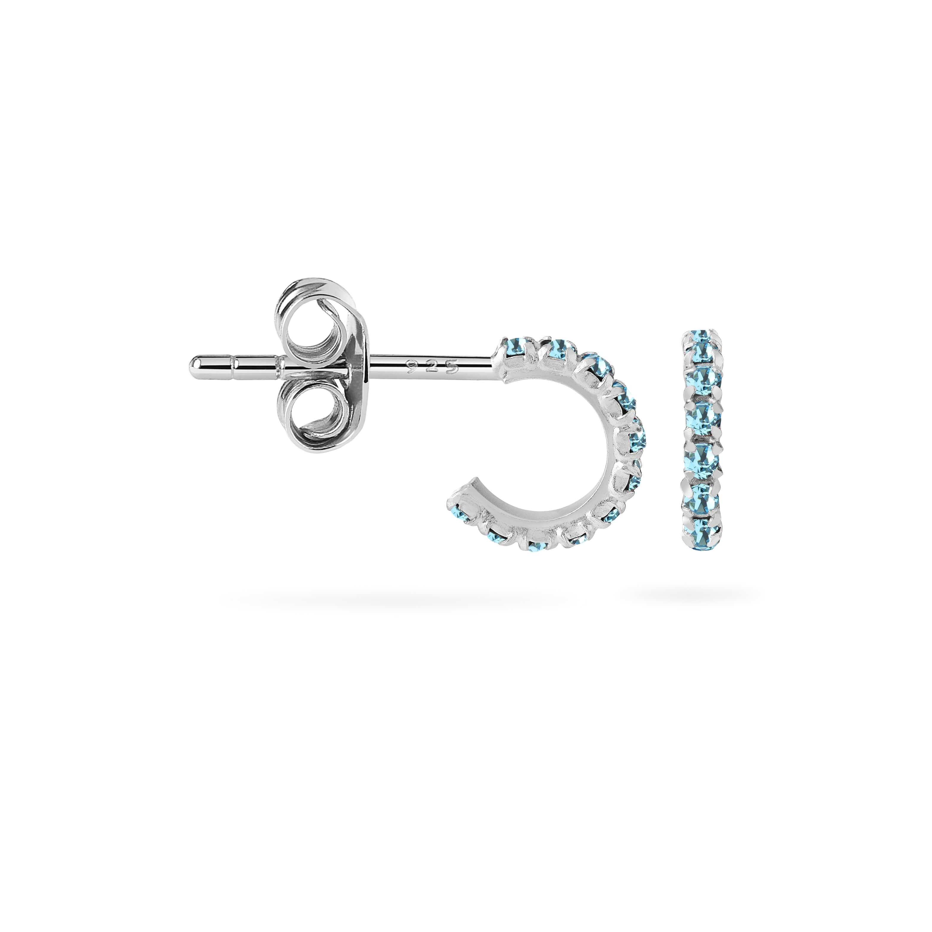 Aquamarine Stud Hoop Earrings 925 Sliver