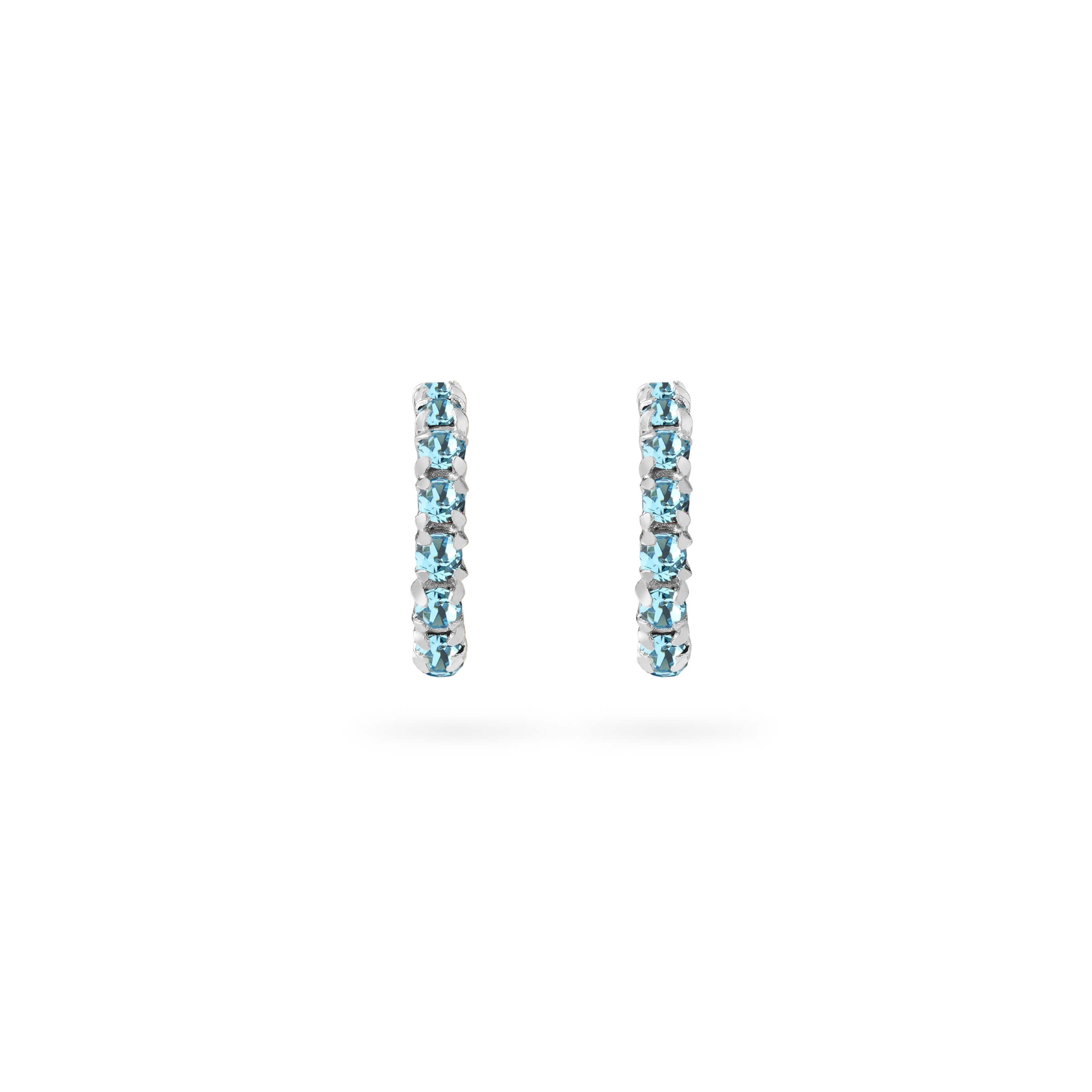 Aquamarine Stud Hoop Earrings 925 Sliver