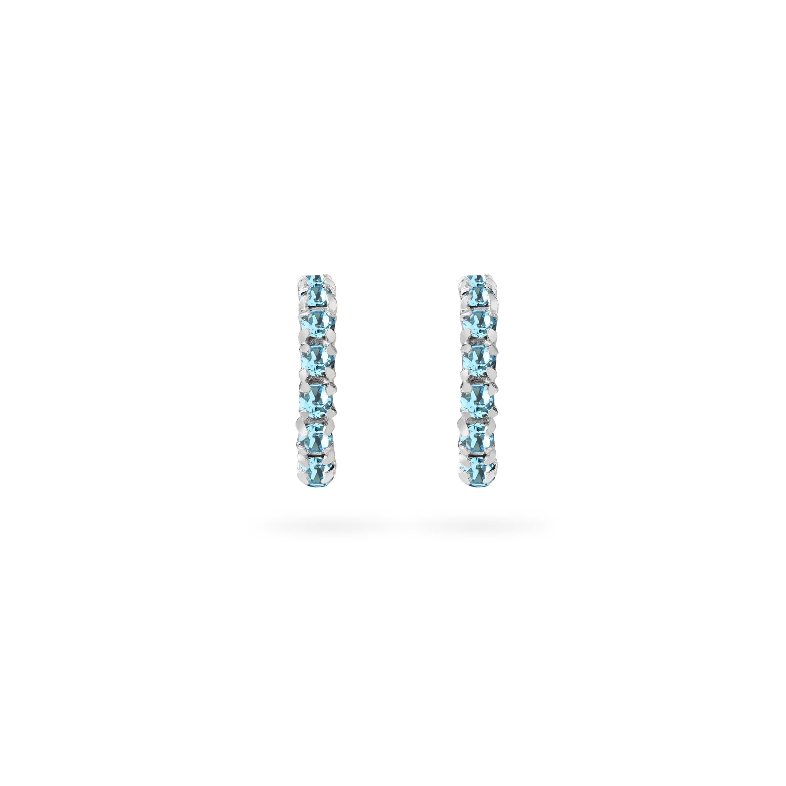 Aquamarine Stud Hoop Earrings 925 Sliver