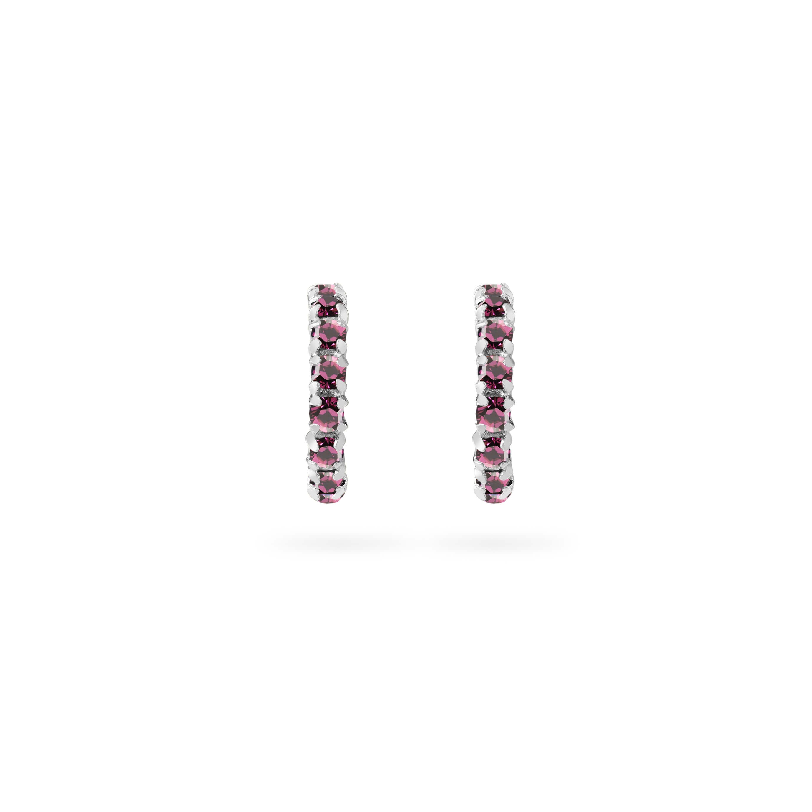 Amethyst Stud Hoop Earrings 925 Sliver