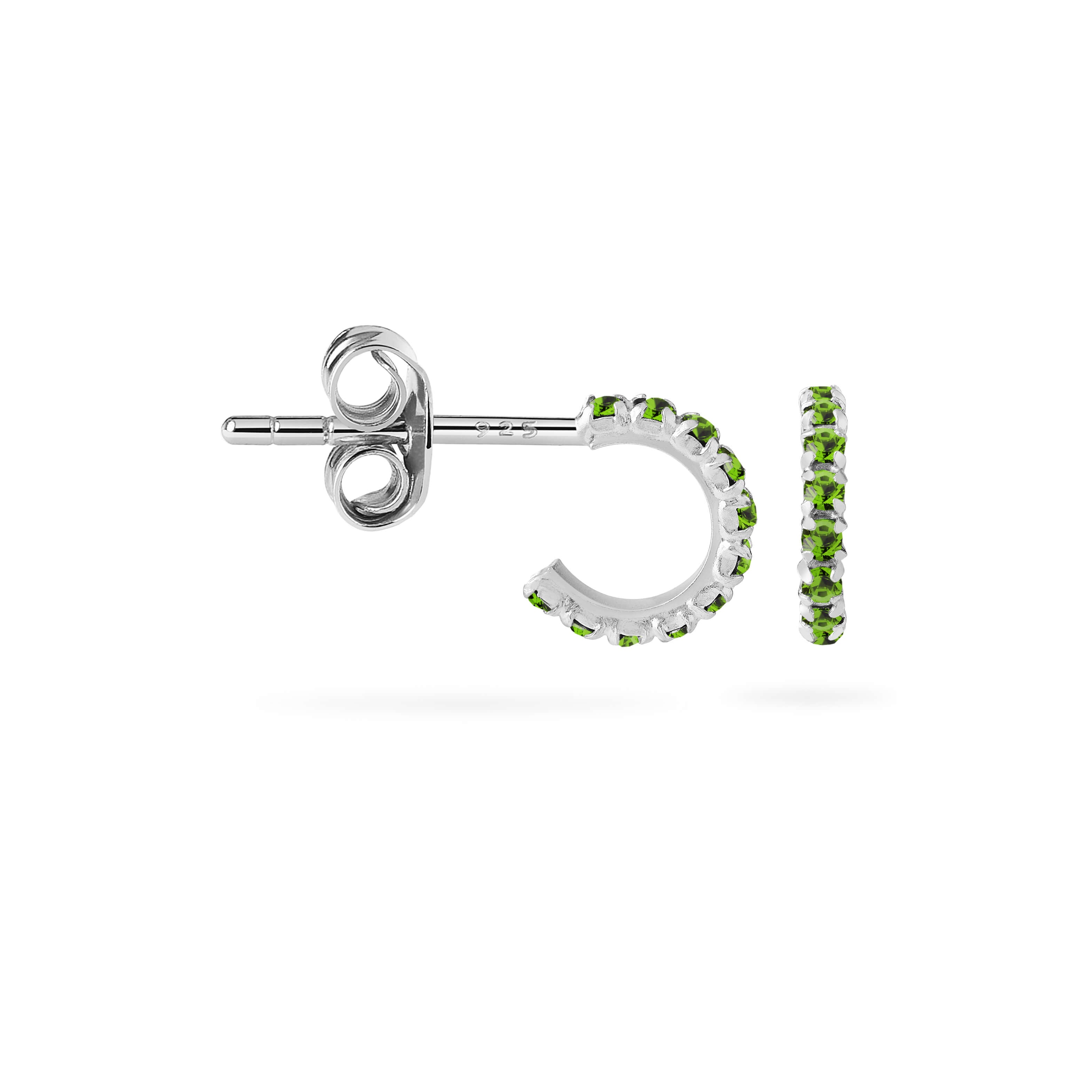 Peridot Stud Hoop Earrings 925 Sliver