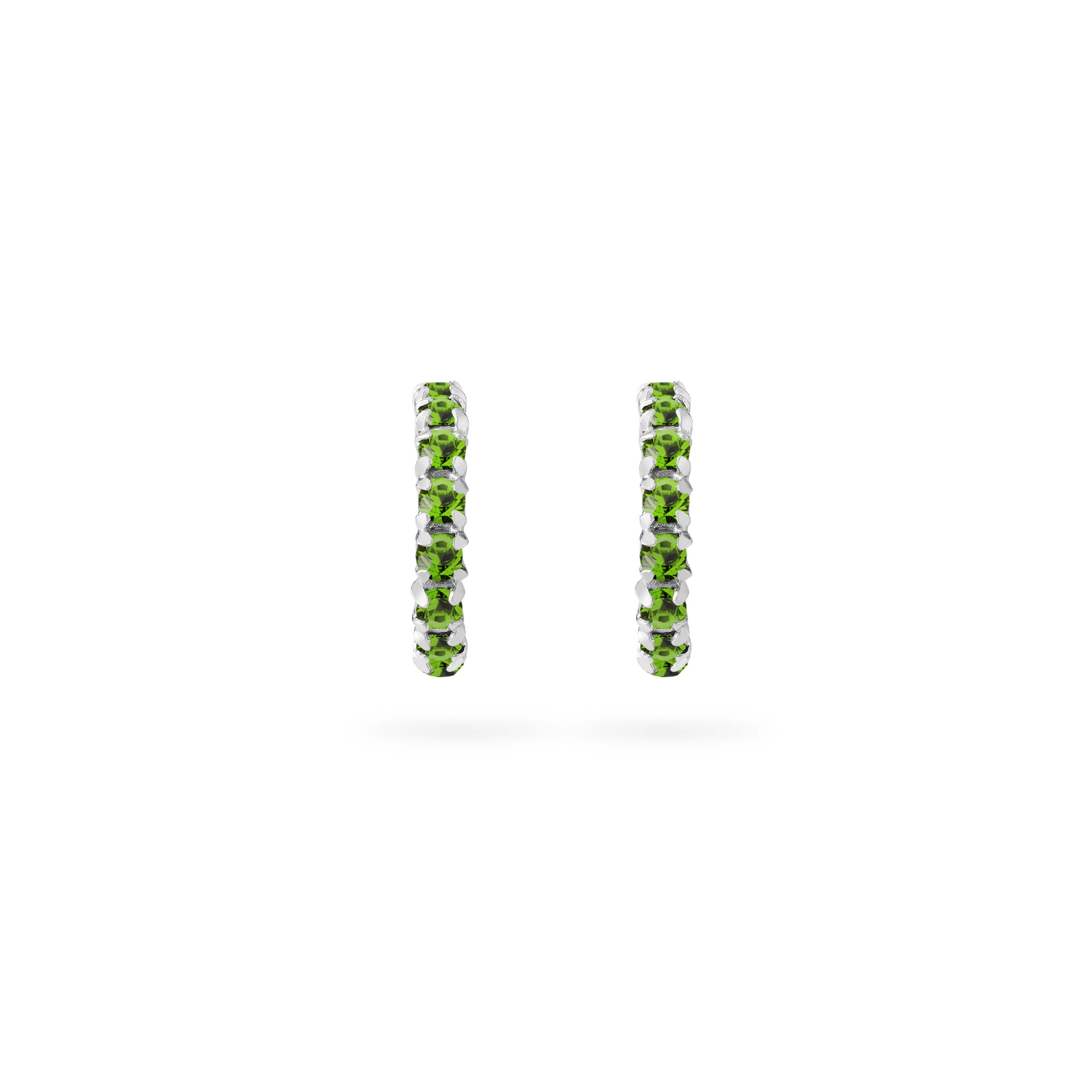 Peridot Stud Hoop Earrings 925 Sliver