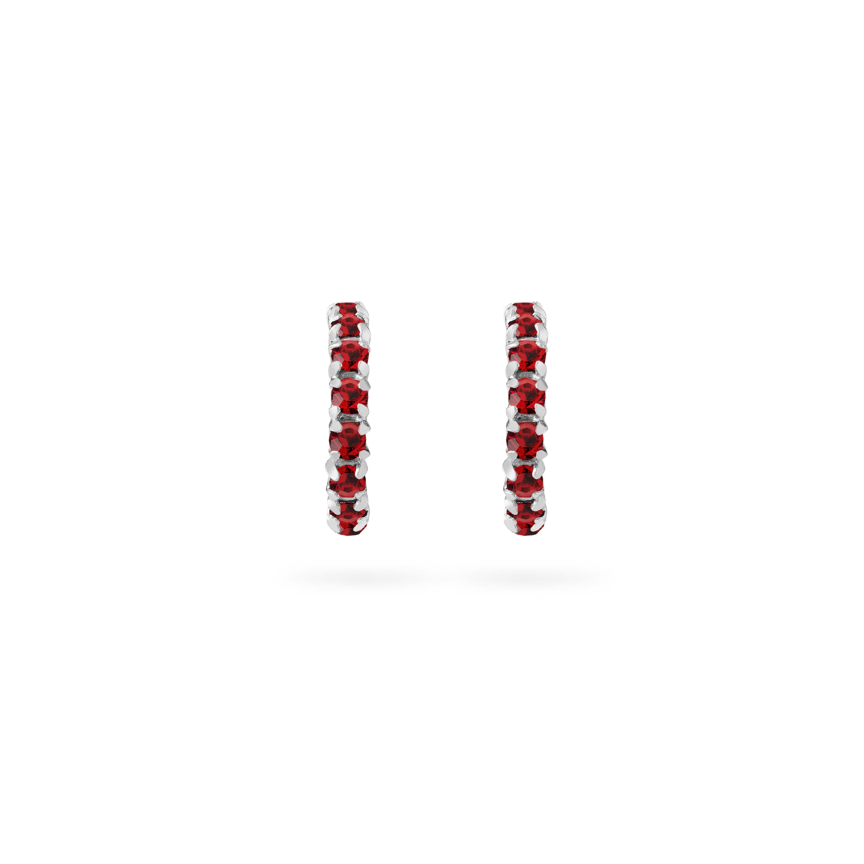 Siam Ruby Stud Hoop Earrings 925 Sliver