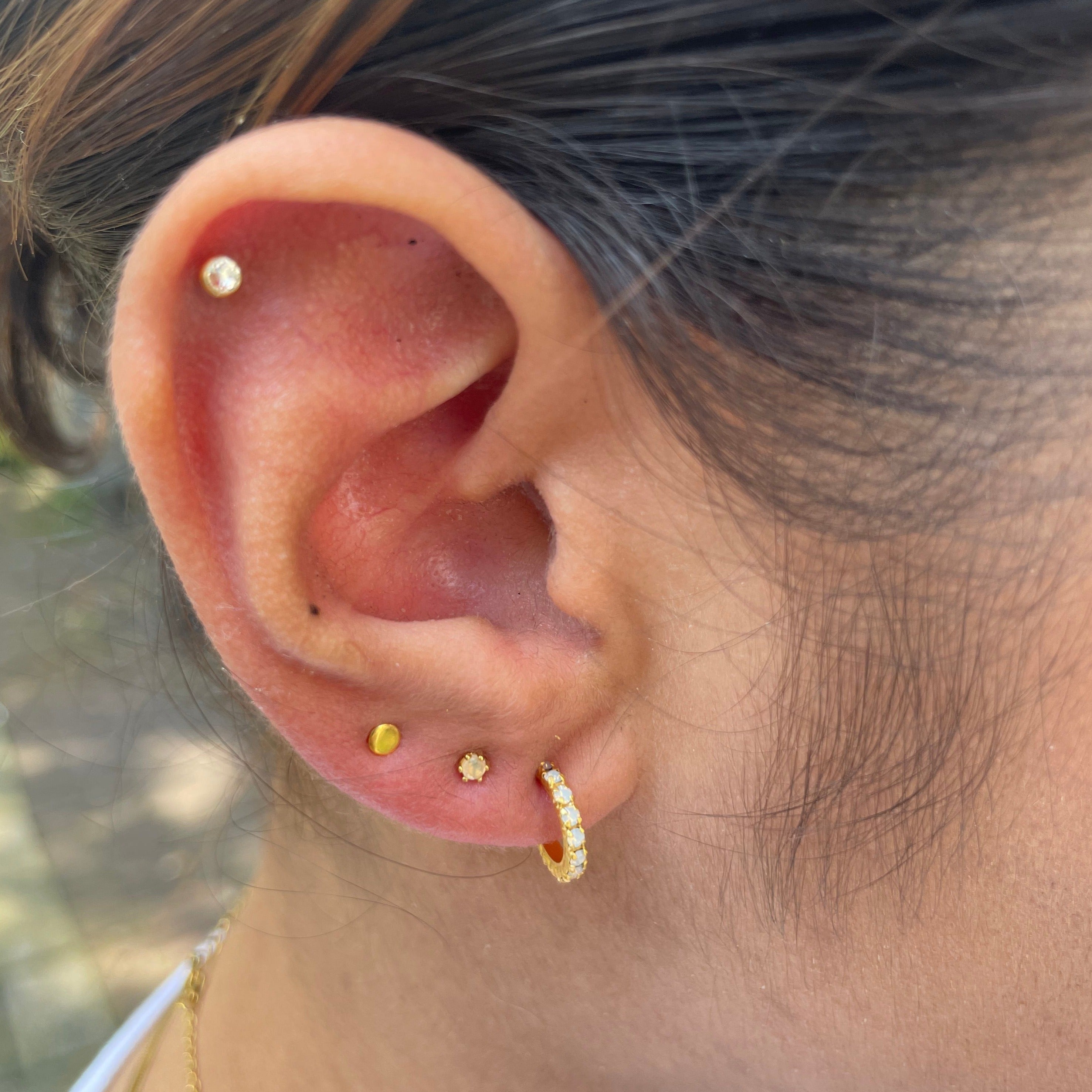 Opal Hoop Earrings Gold Plated