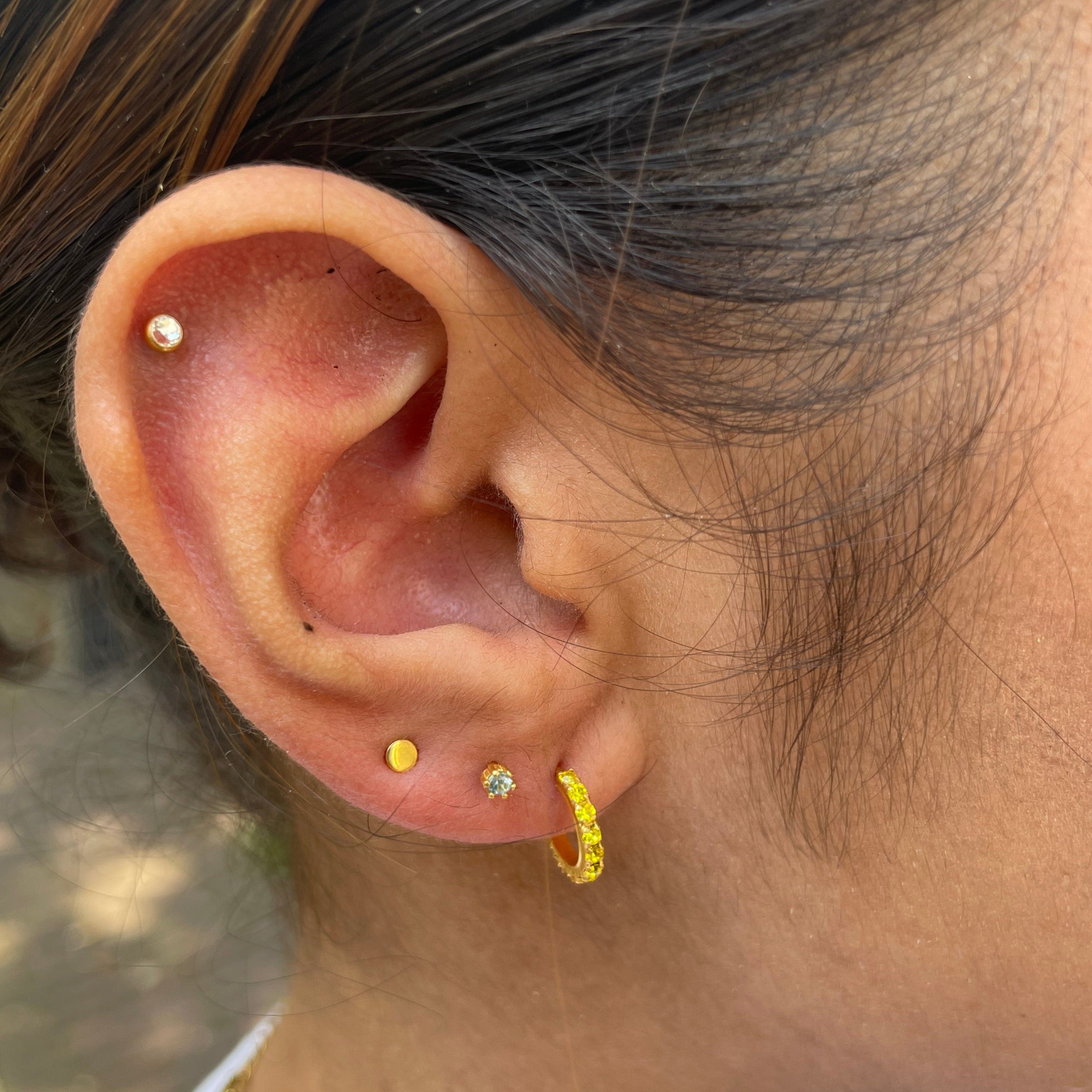 Citrine Hoop Earrings Gold Plated