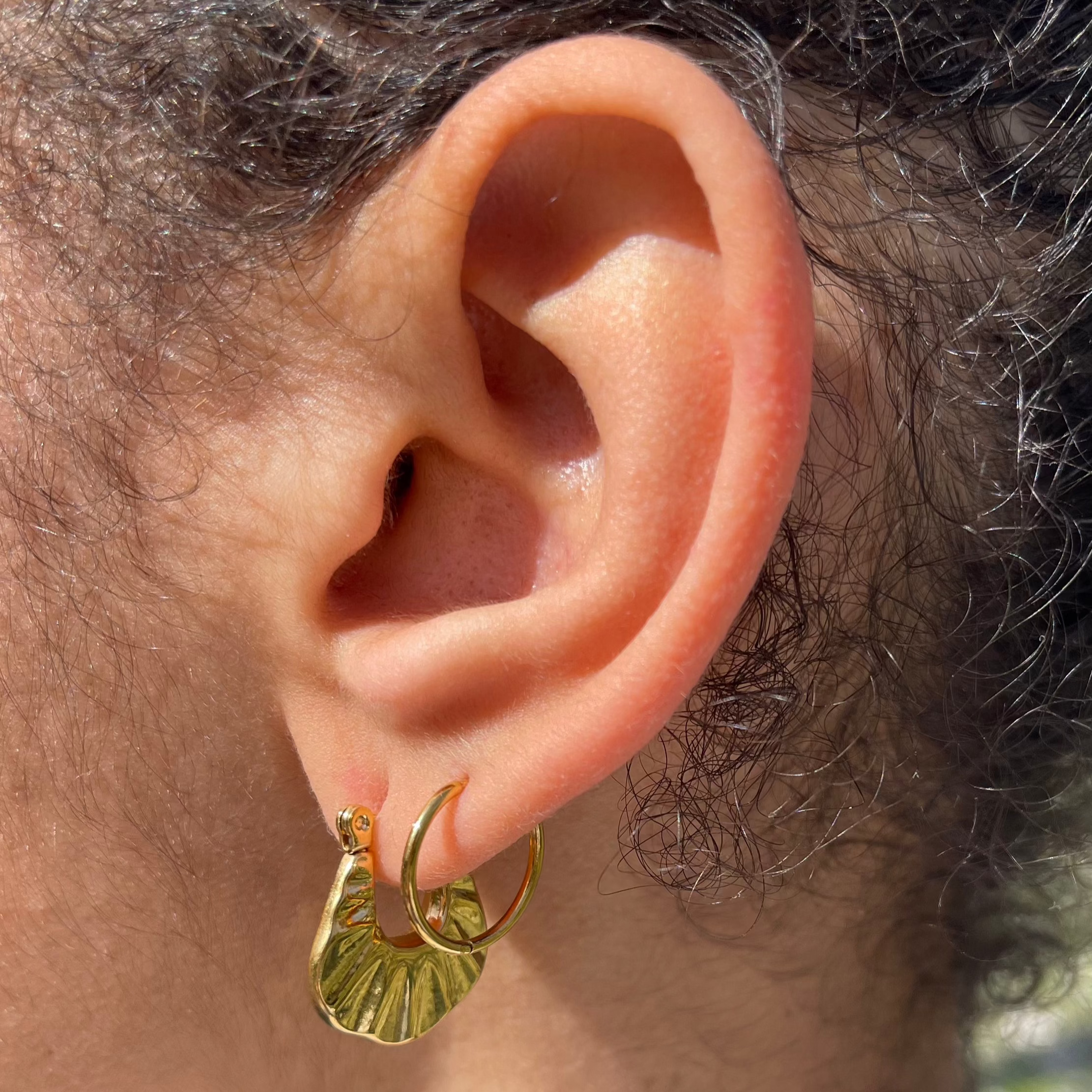Bag Hoop Earring - Gold Colored Stainless Steel