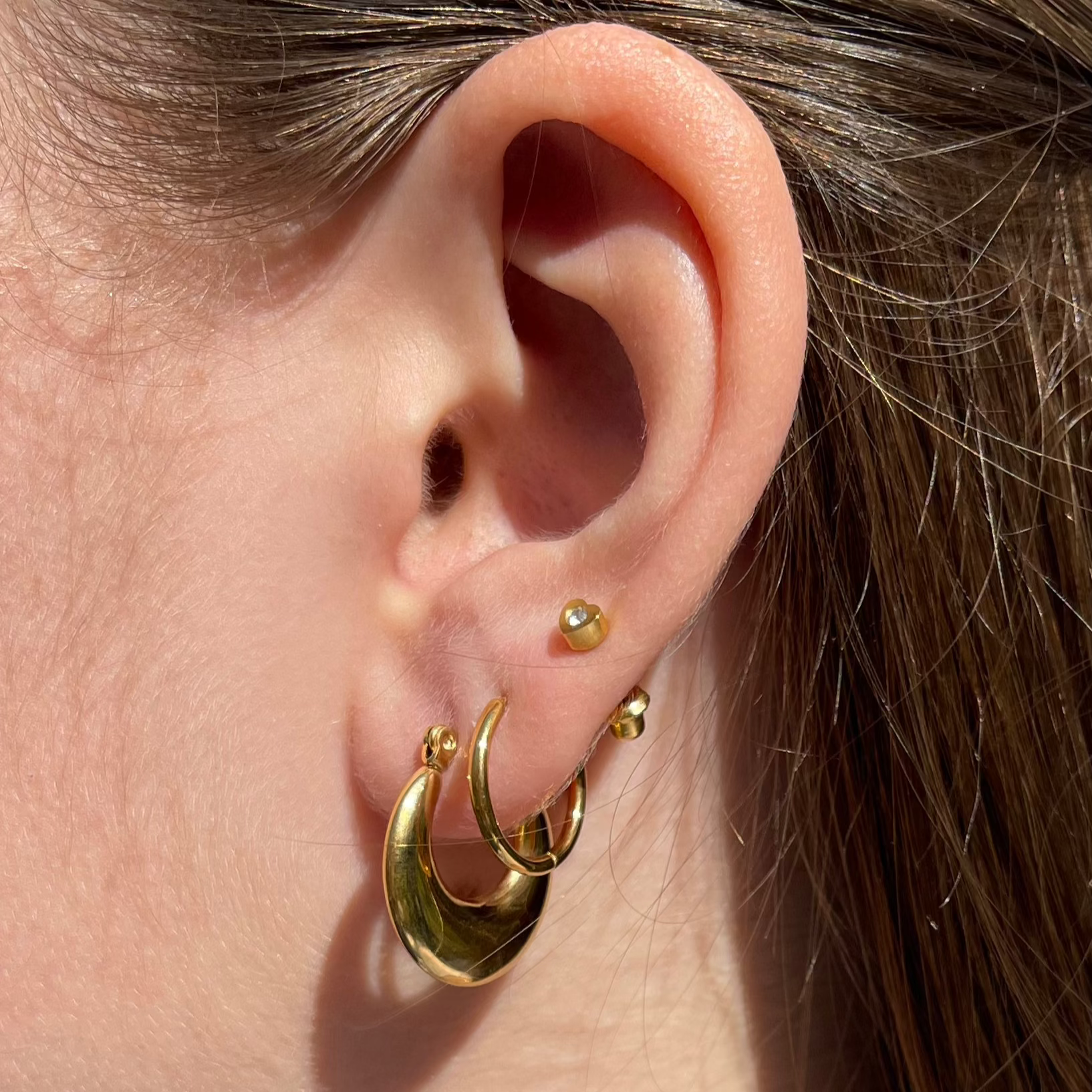 Plain Hoop Earring - Gold Colored Stainless Steel