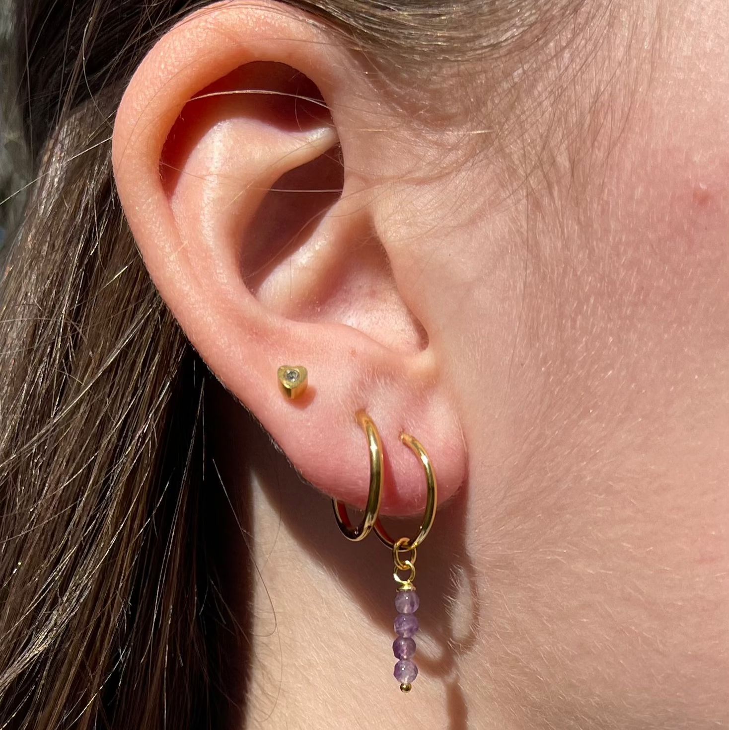 Small Gold Plated Hoops With Stones