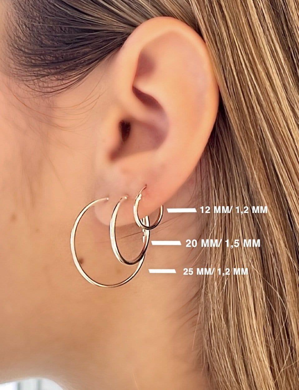 Silver Hoop Earrings 25 MM 1,2MM - Juulry.com