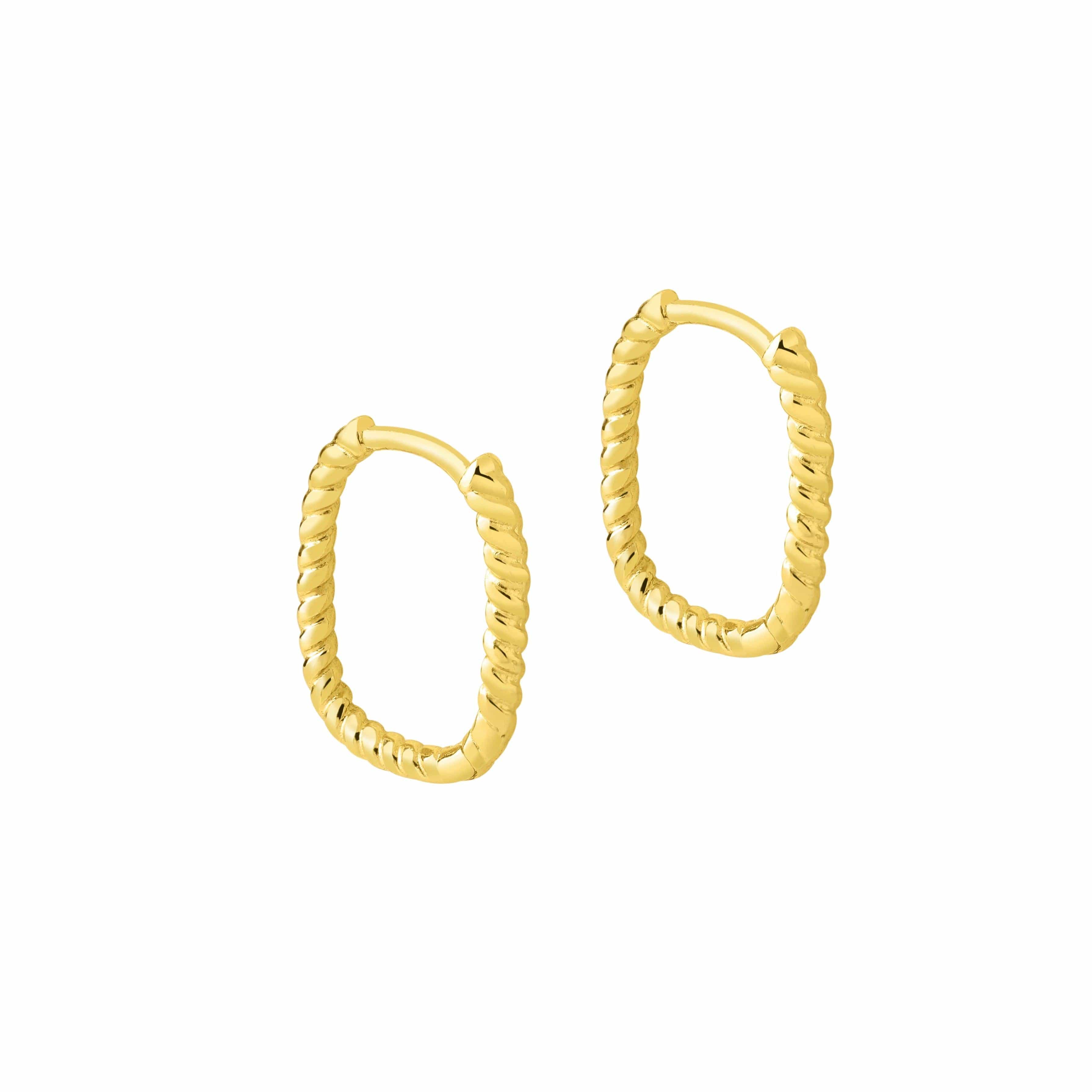 Rope Square Hoop Earrings Gold plated, huggies met touw motief verguld