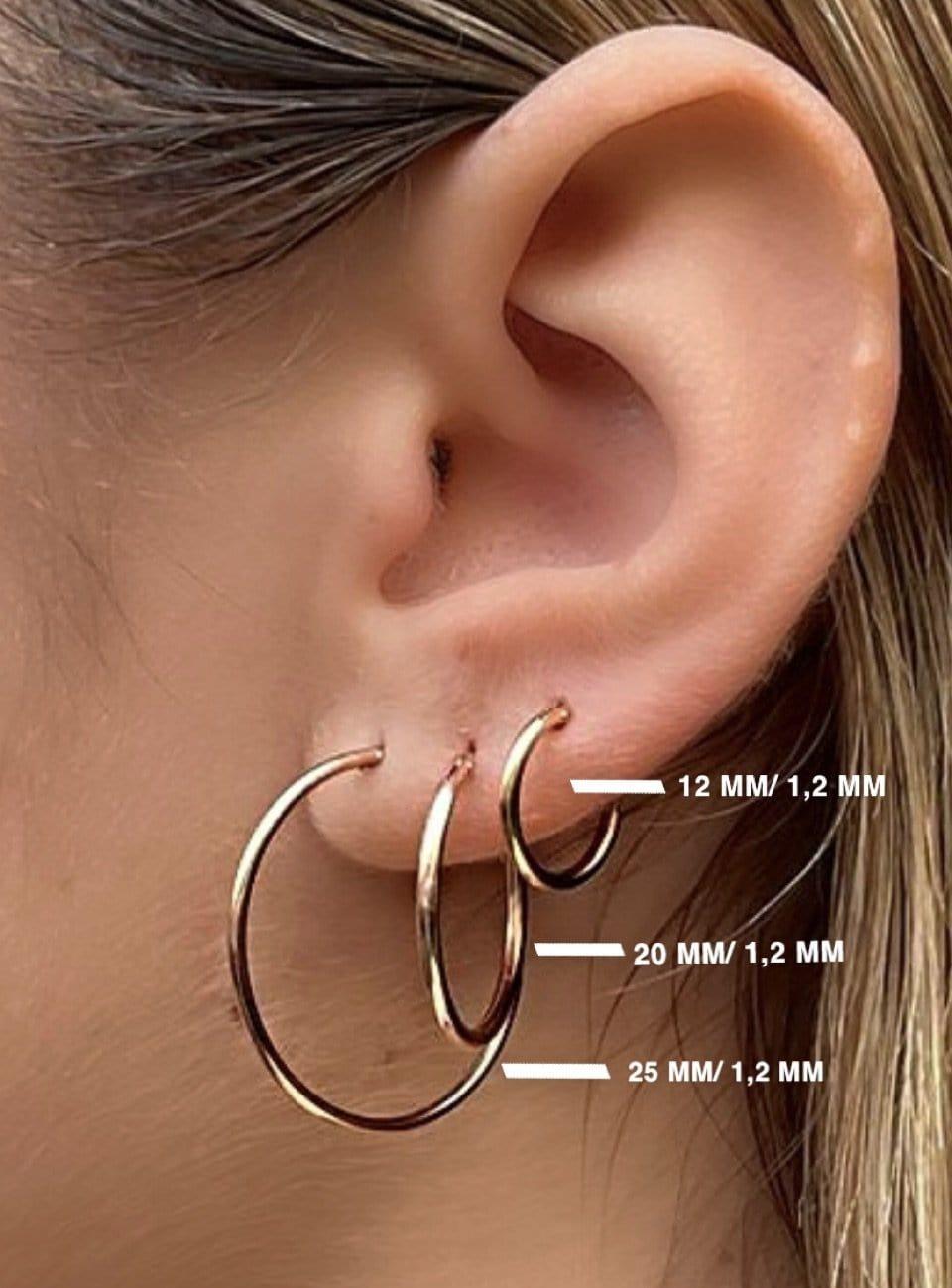 Rose Gold Plated Hoop Earrings 25 MM 1,2MM - Juulry.com