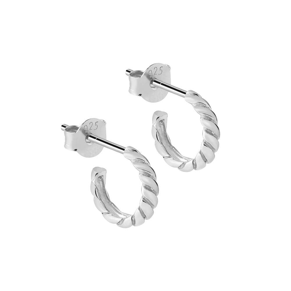 Croissant Hoop Earrings 925 Sterling Silver, croissant hoop zilver