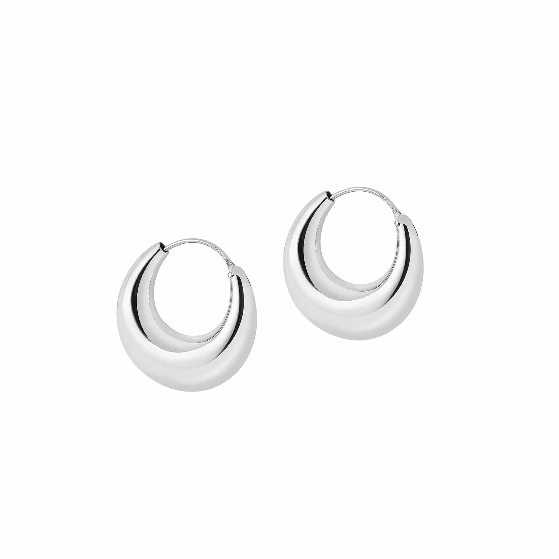 Bold Silver Indian Hoop Earrings