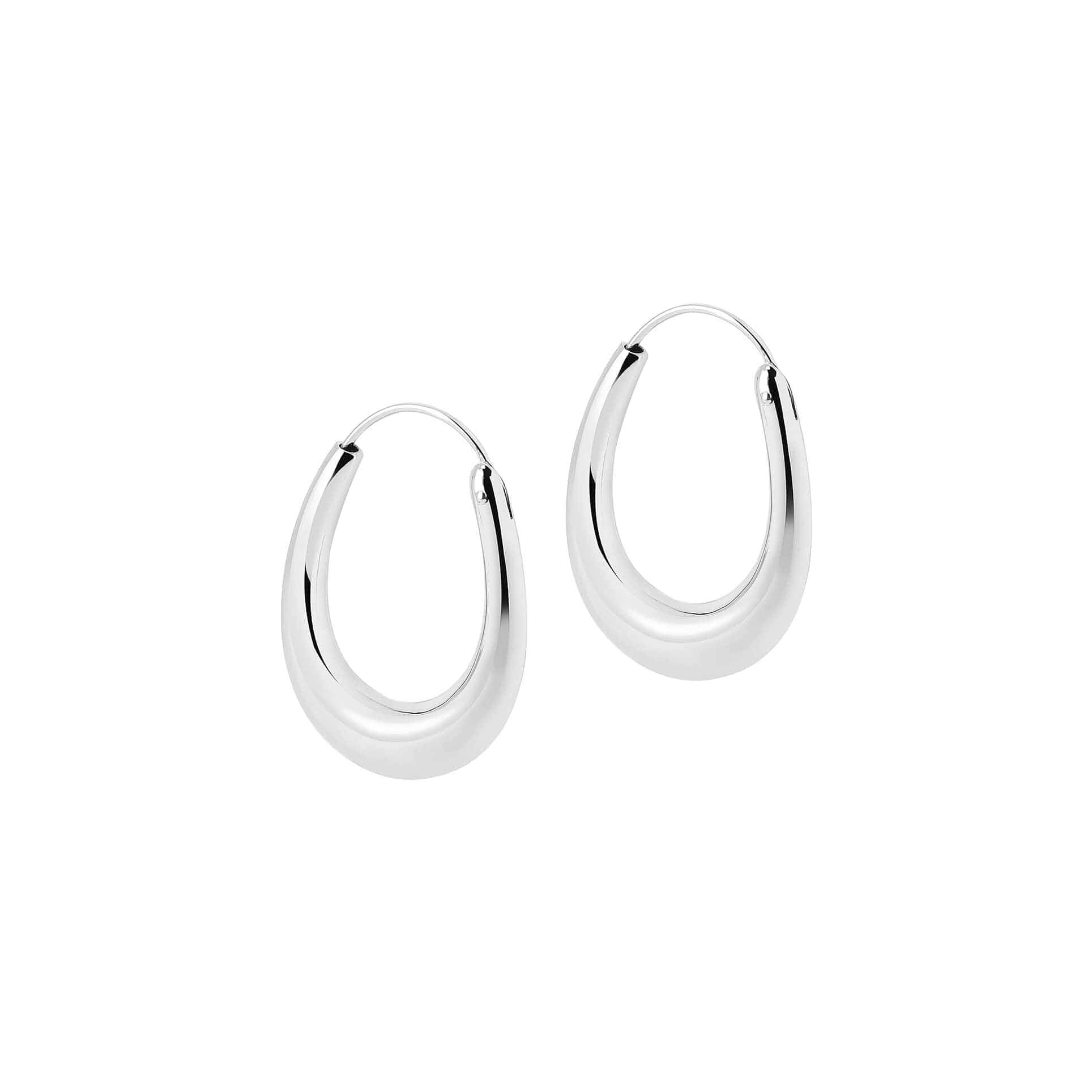 Silver Oval Bold Indian Hoop Earrings