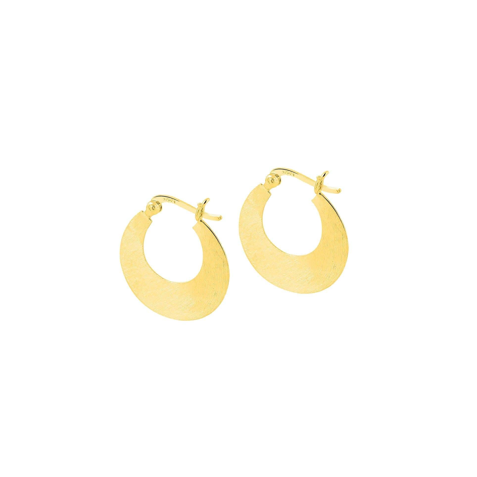 Matt Gold Plated Flat Indian Hoop Earrings
