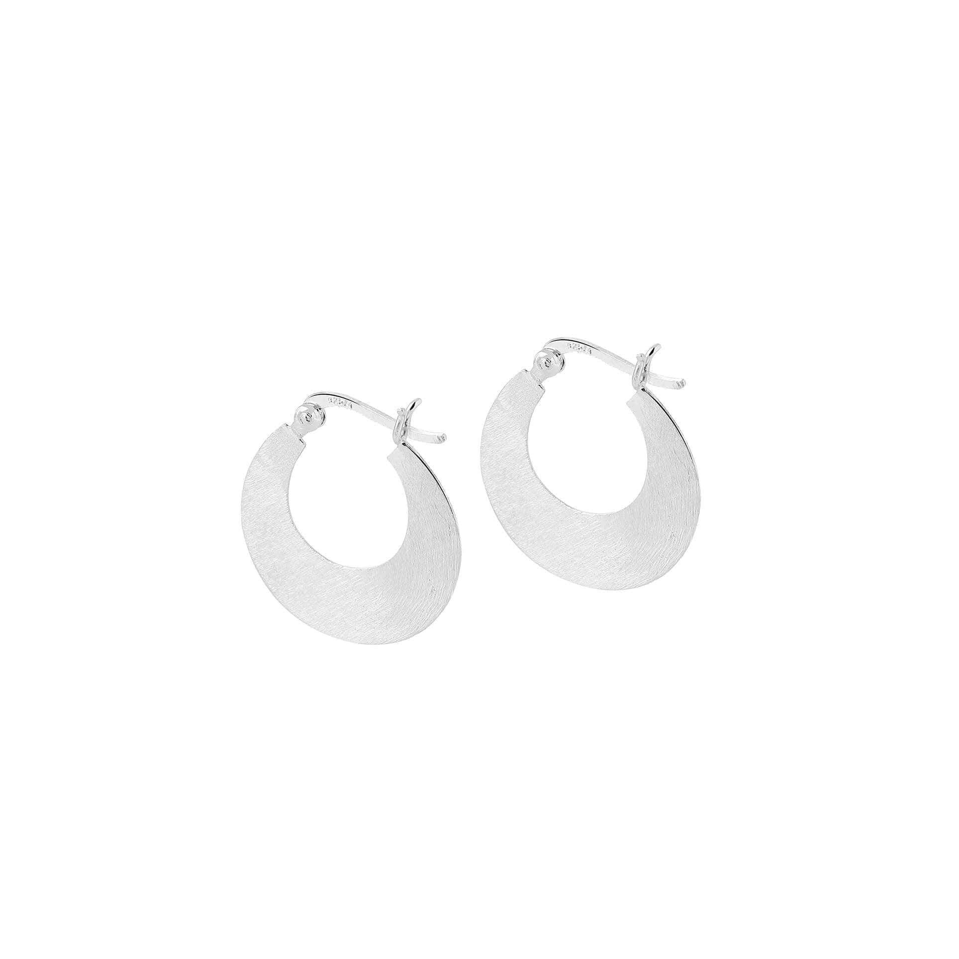 Matt Silver Flat Indian Hoop Earrings