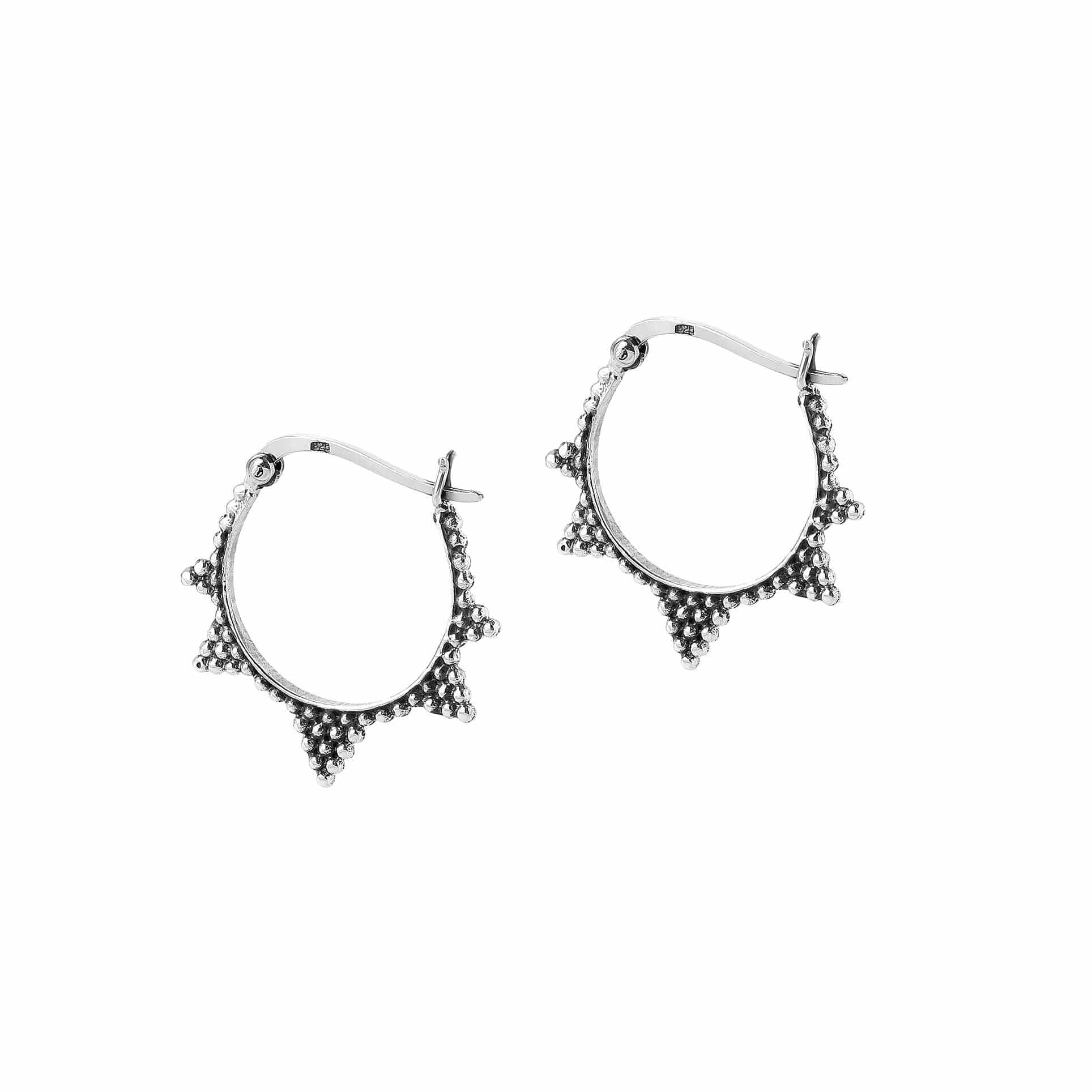 Silver Indian Star Hoop Earrings