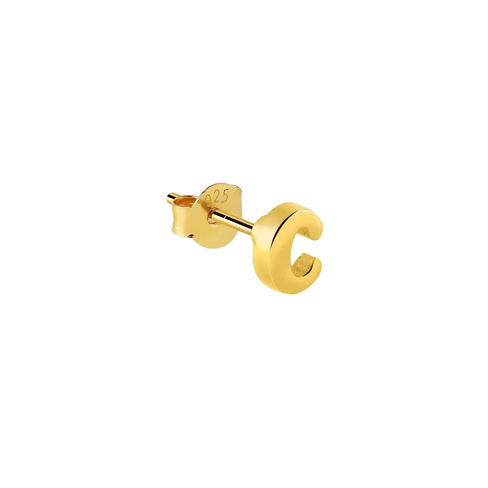 Gold Plated Stud Earring Letter C