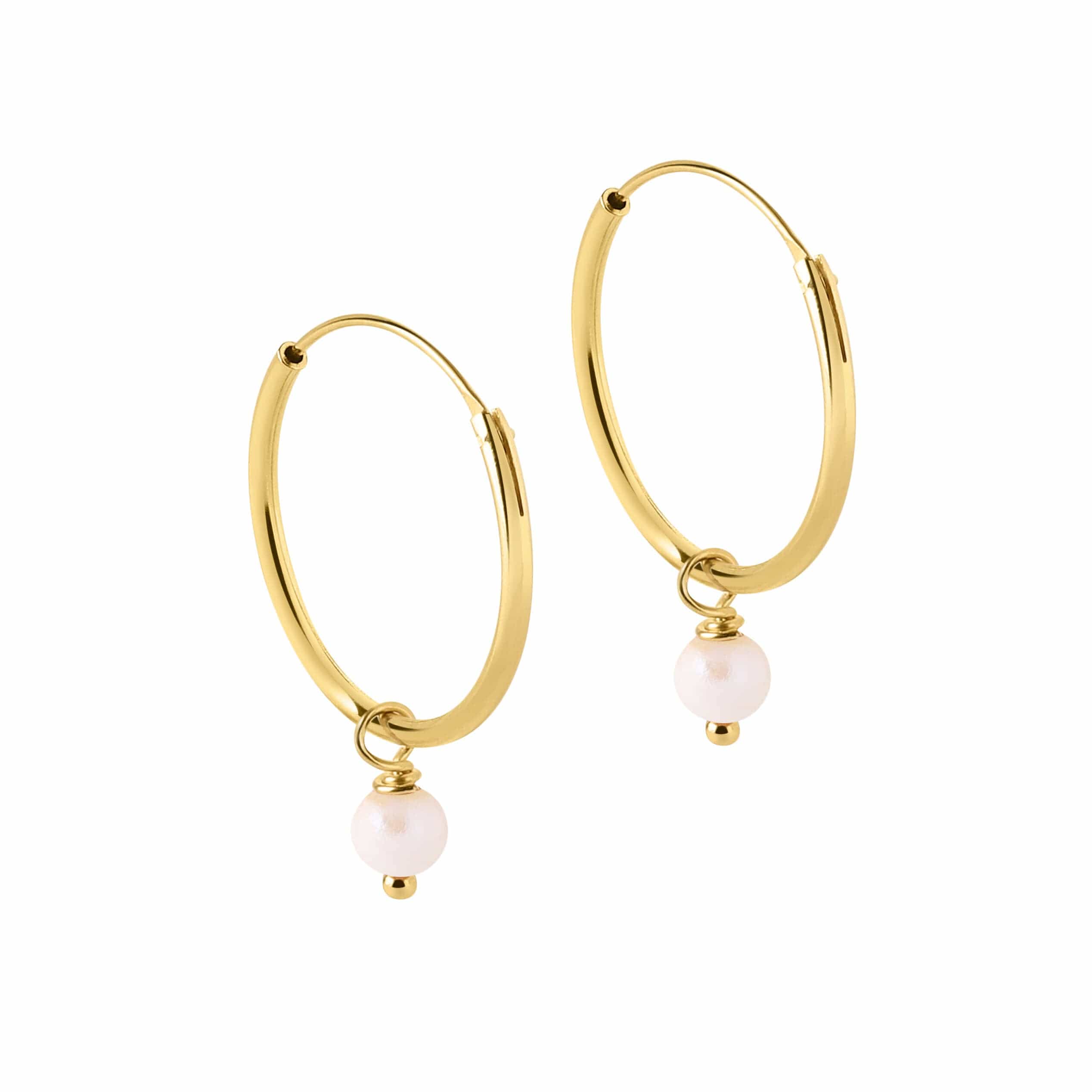 Gold Plated Hoop Earrings Pearl