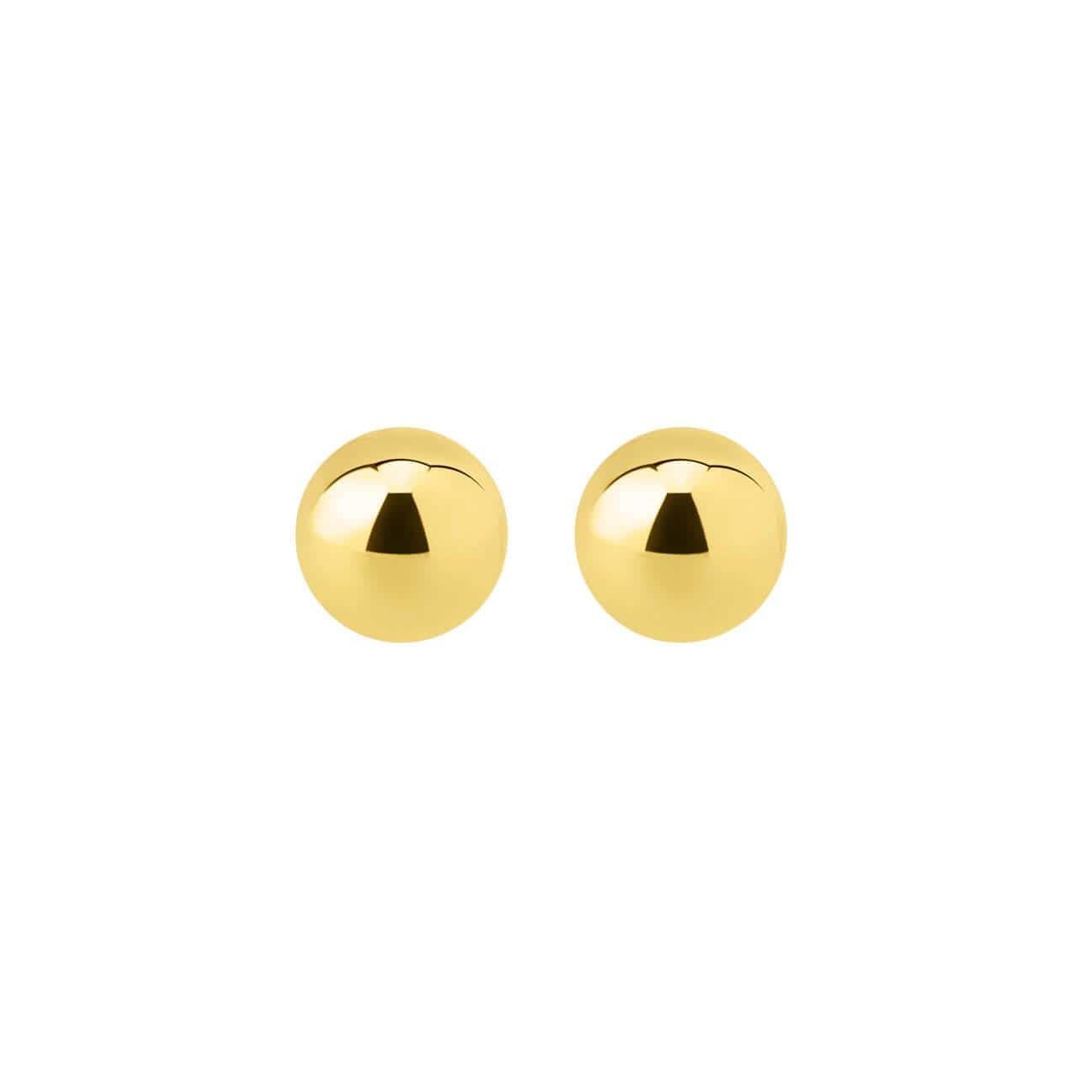 front view 7mm classic stud earring gold plated