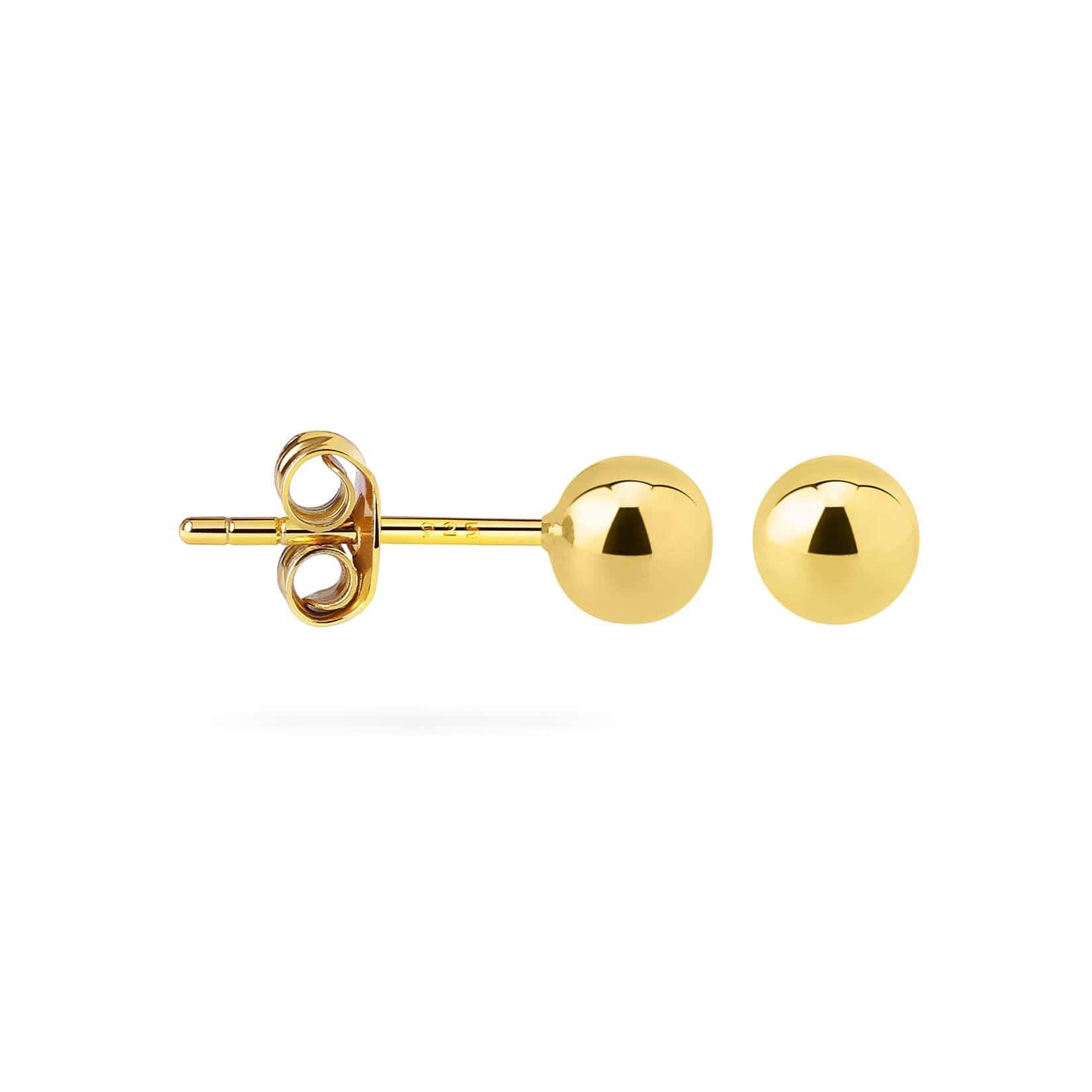 side view 7mm classic stud earring gold plated