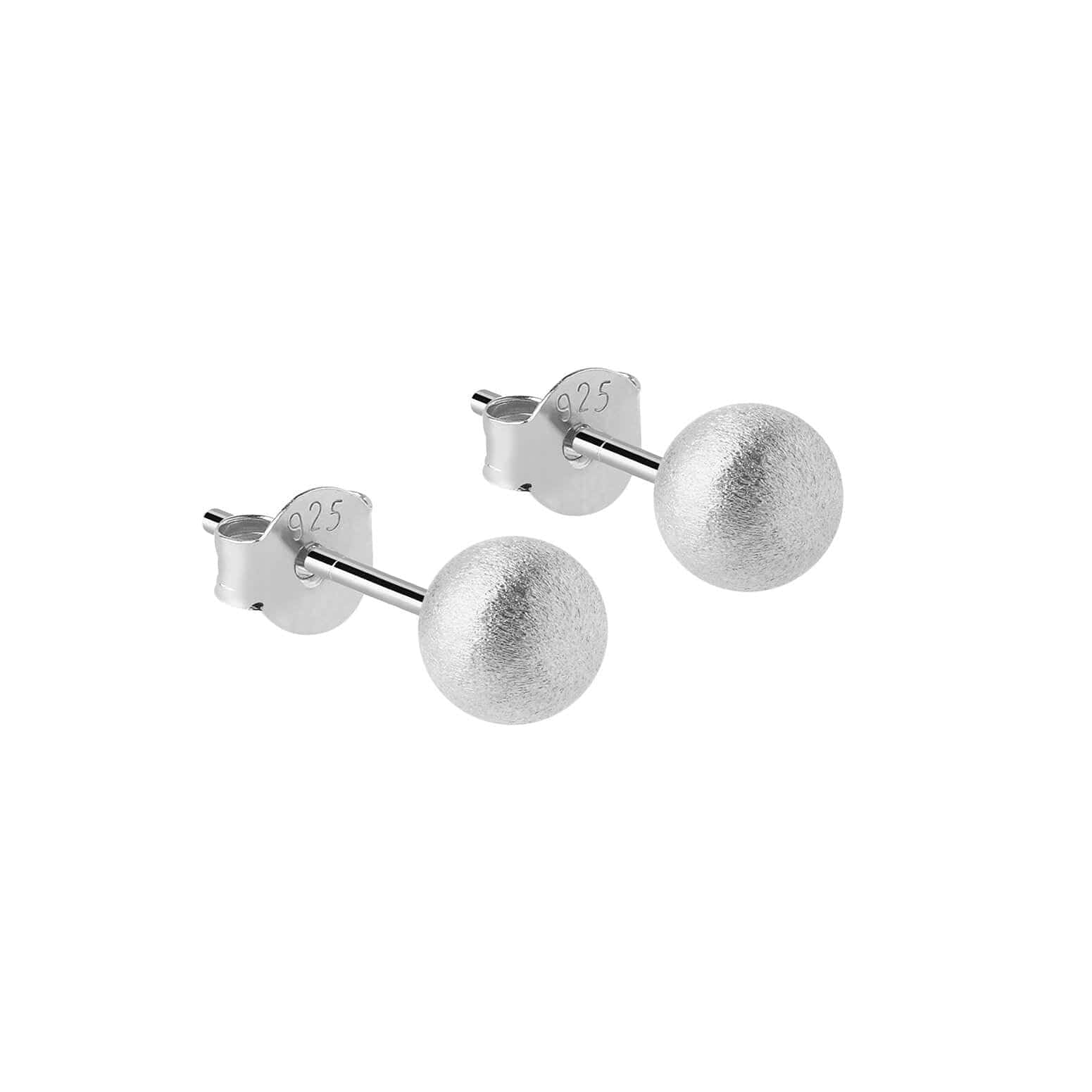 7mm classic stud earring matte silver