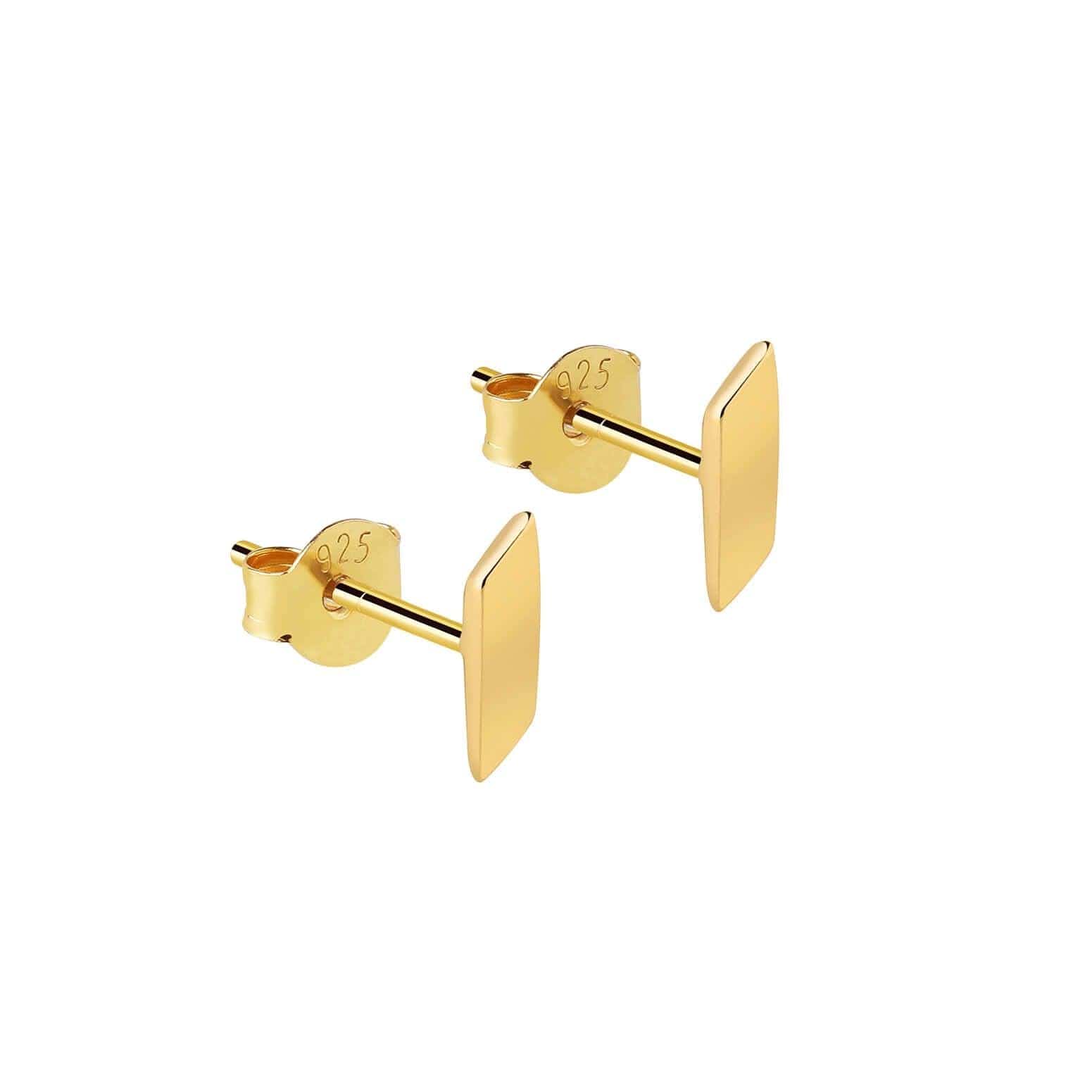 flat bar ear stud gold plated