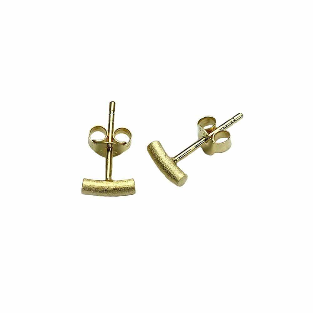 Matt Gold Plated Rod Stud Earring