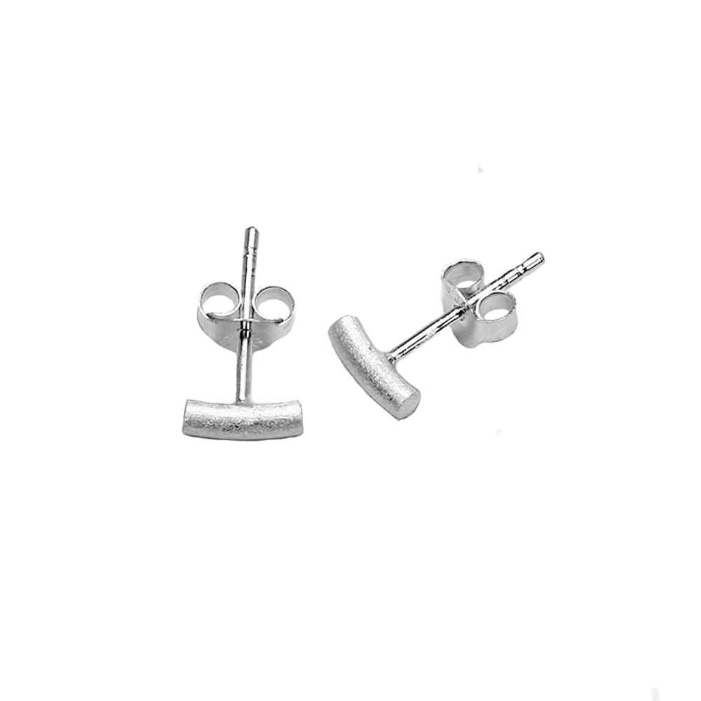 Matt Silver Rod Stud Earring