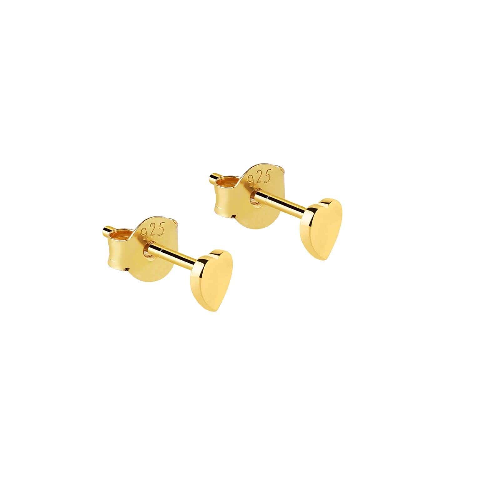 flat heart ear stud gold plated